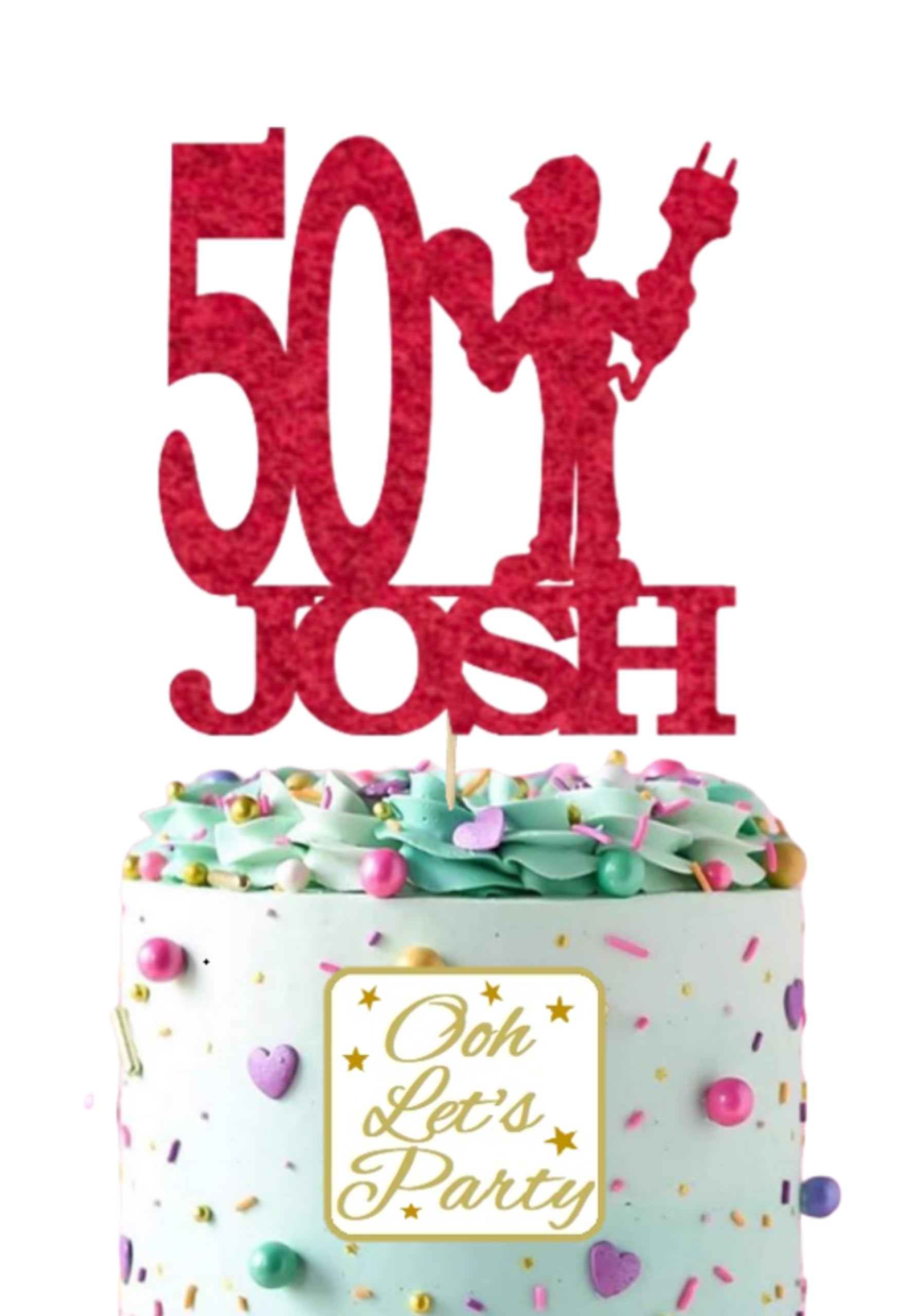 Electrician Birthday Cake Topper, Choose Your Name, age & Colour.