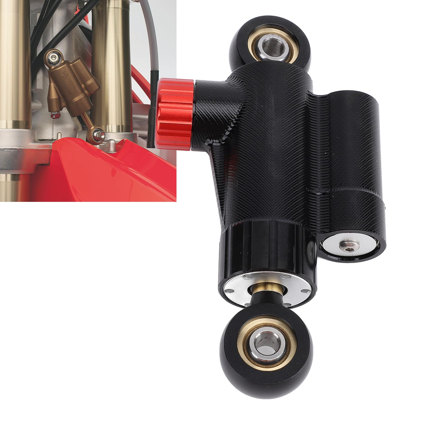 Amortyzator Układu Kierowniczego ze Stopu Aluminium, Stabilizator Amortyzatora Układu Kierowniczego Motocykla Stop Aluminium CNC Regulowane Bezpieczne Sterowanie Zwiększona (BLACK)