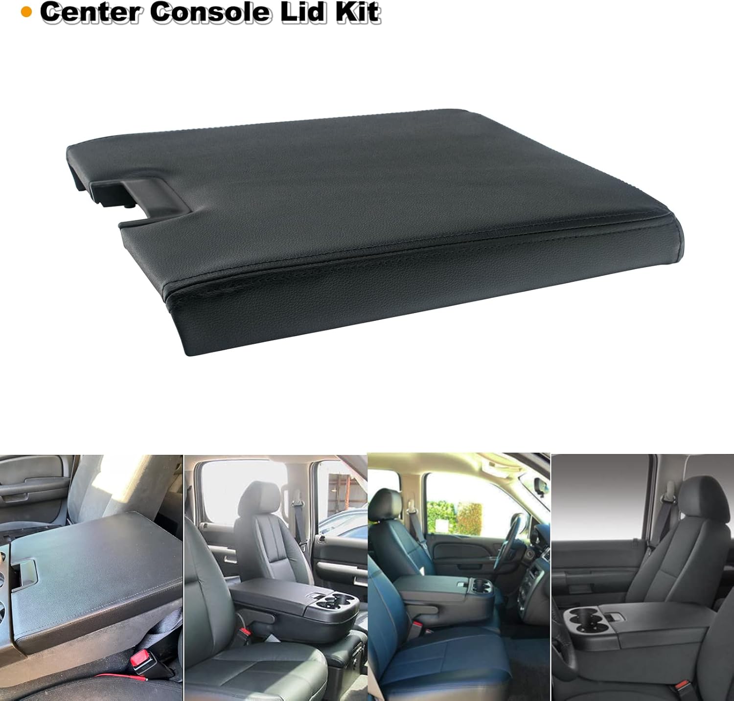 NHILES Center Console Lid Kit with Latch Compatible with 2007-2013 Chevy Tahoe/Avalanche/ 2008-2014 Silverado/GMC Yukon(XL)/Sierra 1500/2500/3500 Center Console Cover Replace #20864151（Black）