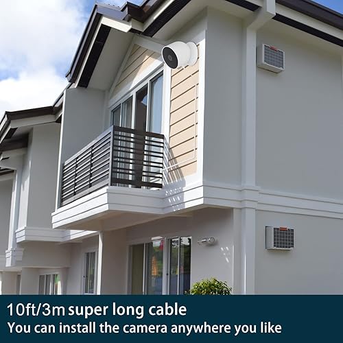 Miniatura 5 de iTODOS Cable de carga resistente a la intemperie de 10 pies/3m para Google Nest Cam al aire libre o interior, batería - Cable de alimentación