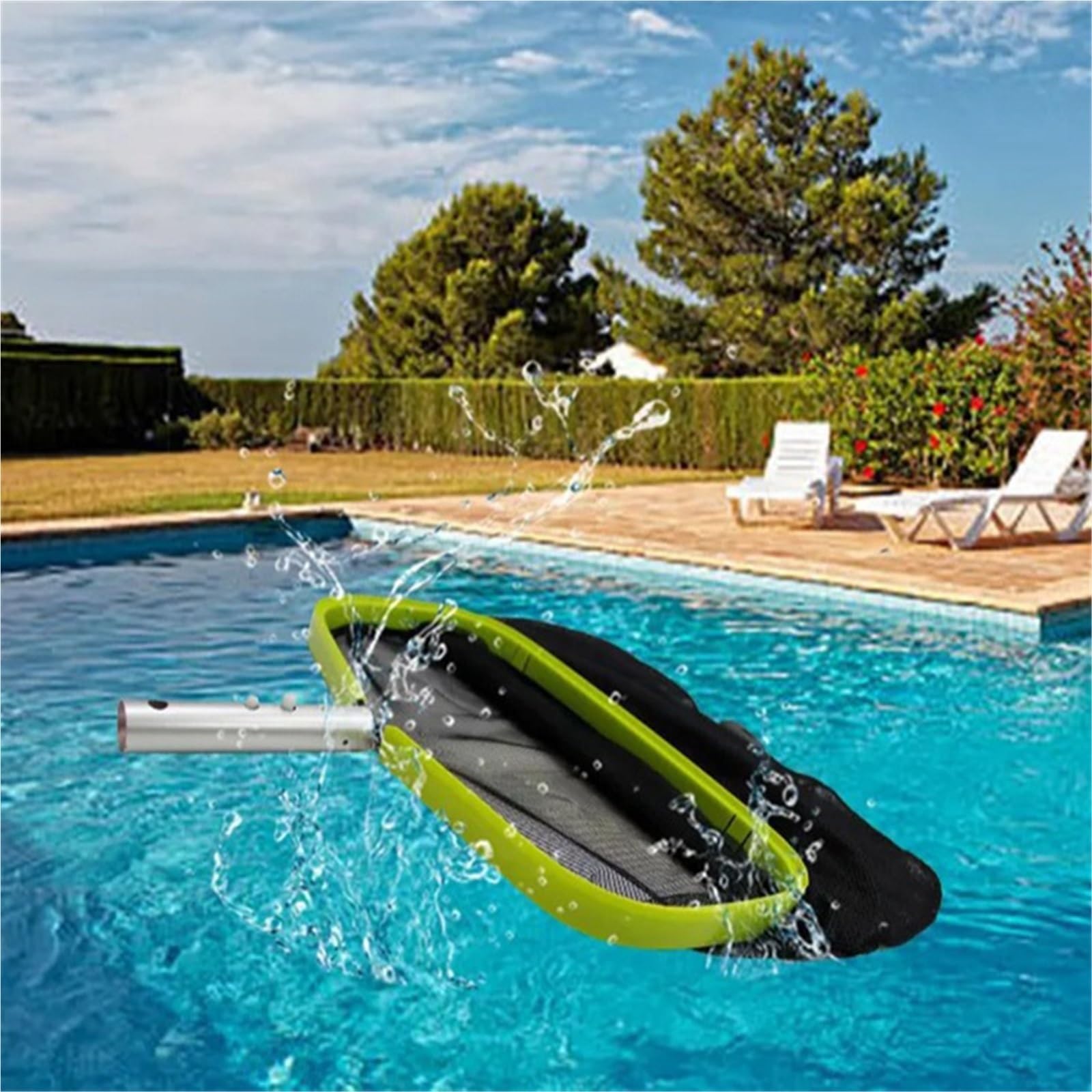 Épuisette de piscine de qualité supérieure – Écumoire d'été robuste avec long manche en maille fine pour un nettoyage et un entretien sans effort de la piscine