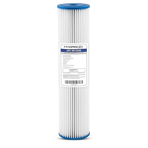 Hydronix SPC-45-2050 Filtro de agua plisado para toda la casa comercial industrial lavable y reutilizable 4.5" x 20" - 50 micras