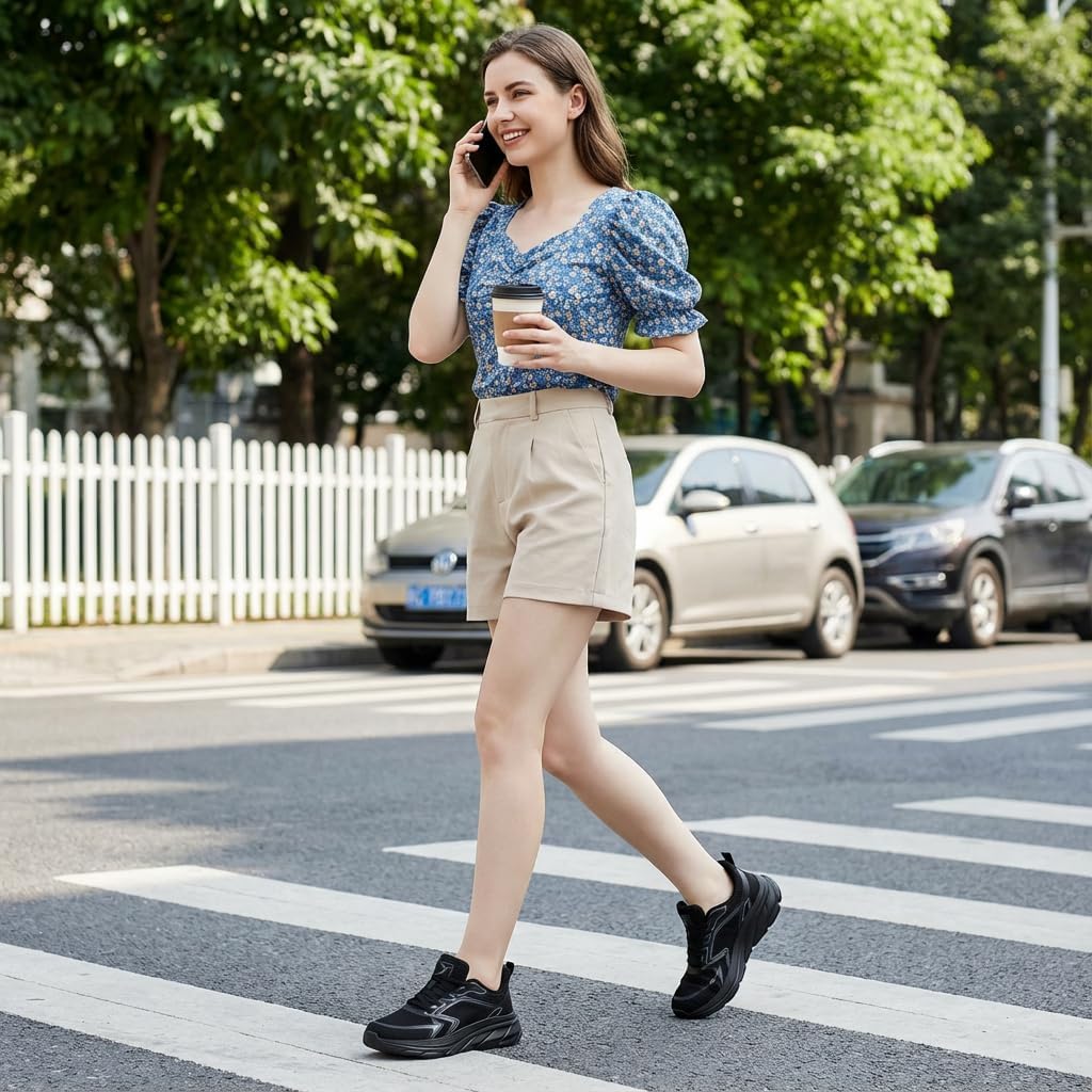 Aomigoct Comfortable Womens Walking Shoes: Cloud Cushion & Breathable Mesh for Daily Commute - Lightweight & Slip-Resistant for All-Day Ease - City Walking Women