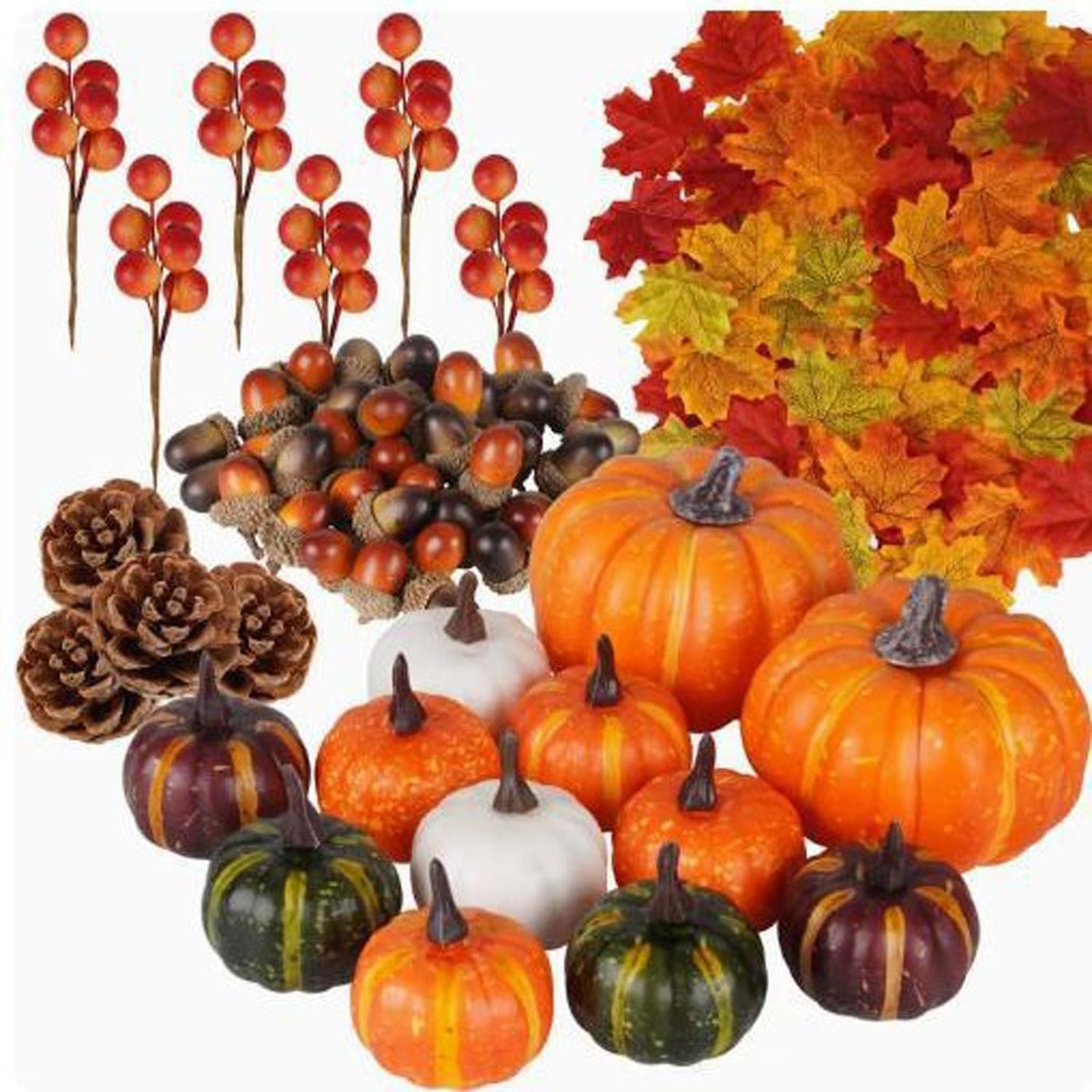 162Pcs Autumn Decorations Artificial Pumpkins,Halloween Decorations Pumpkin