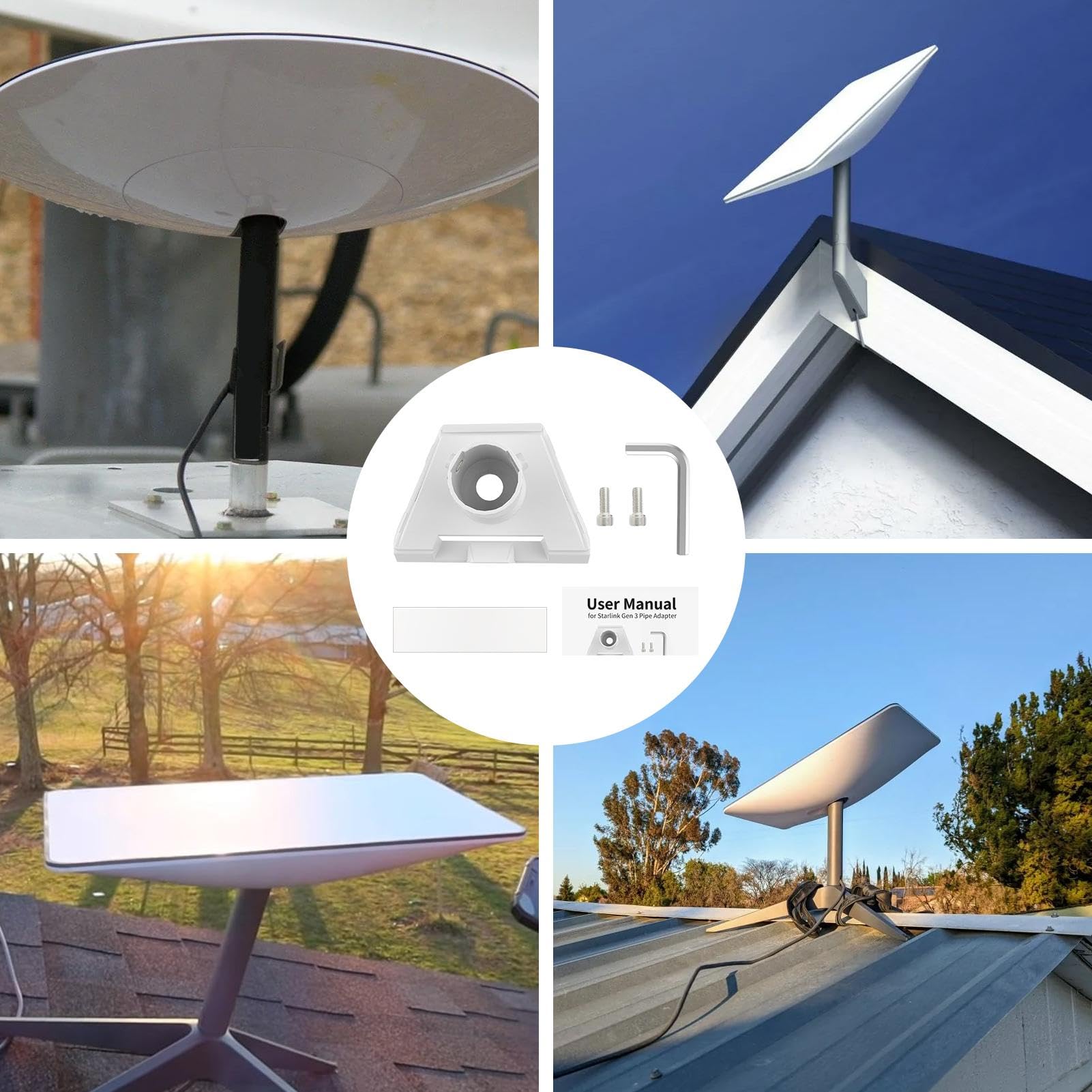 Supporto per satellite, adattatore per tubo satellitare Adattatore per tubi | Elegante kit Internet Adattatore per tubo satellitare per connessioni satellitar