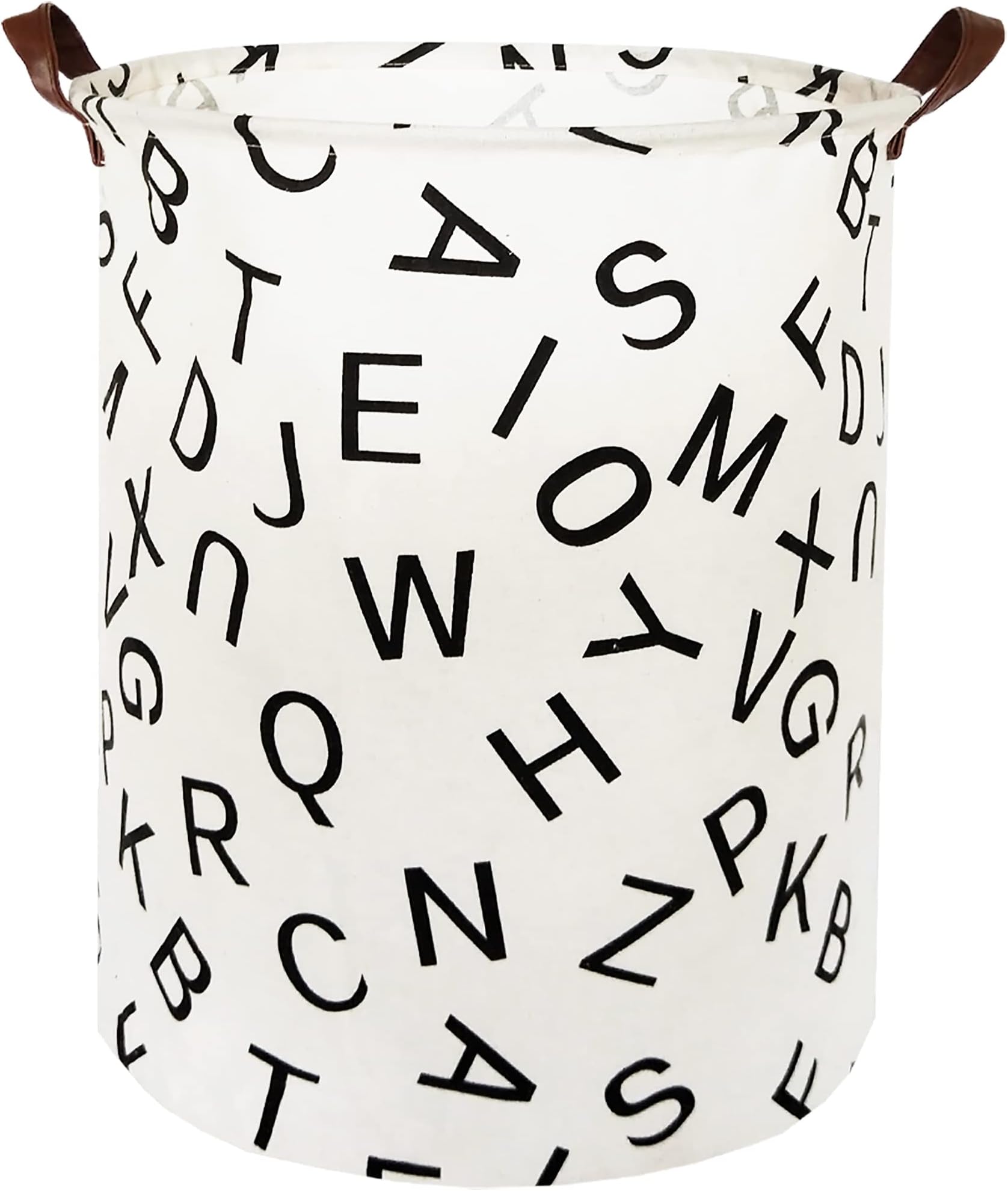 HIYAGON Large Sized Canvas Storage Baskets with Handle,Collapsible & Convenient Home Organizer Containers for Kids Toys,Baby Clothing(Letter)