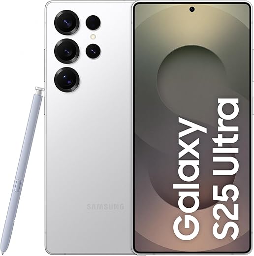 Samsung Galaxy S25 Ultra 5G AI Smartphone (Titanium Whitesilver, 12GB RAM, 256GB Storage), 200MP Camera, S Pen Included, Long Battery Life