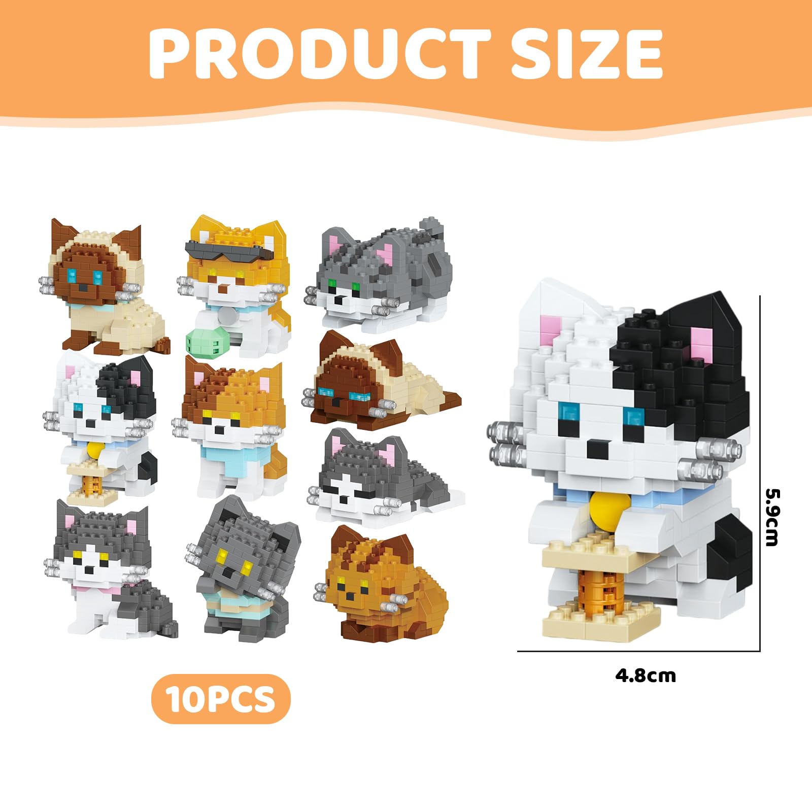 Mikro-Klemmbausteine Katze Mit Blumen – Mini-Bausatz, Deko Für Zuhause & Büro, Geschenk Für Erwachsene & Teenager