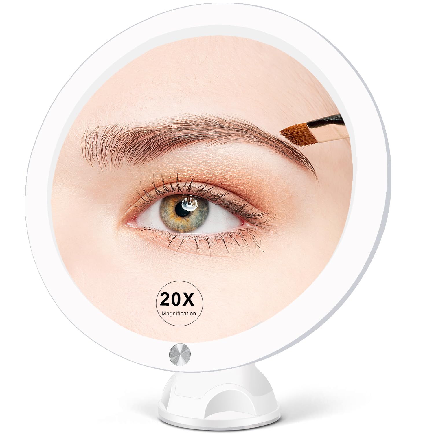 Fabuday 20X Lighted Magnifying Makeup Mirror, LED Suction Cup Mirror for Bathroom & Travel