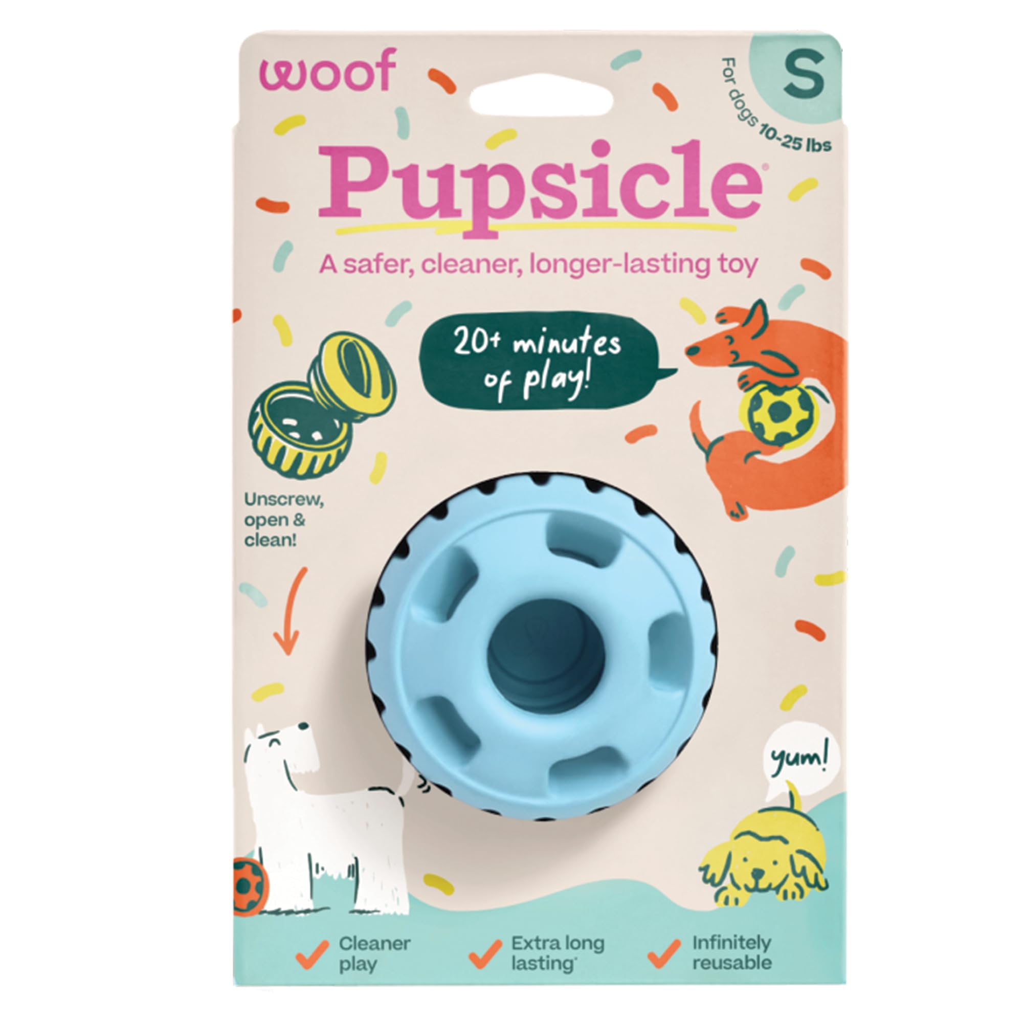 WOOFParty Pupsicle - Long-Lasting Interactive Dog Toys for Boredom - Low-Mess Design - Birthday Gifts for Dogs - Small Dog Toys - Buddy Blue