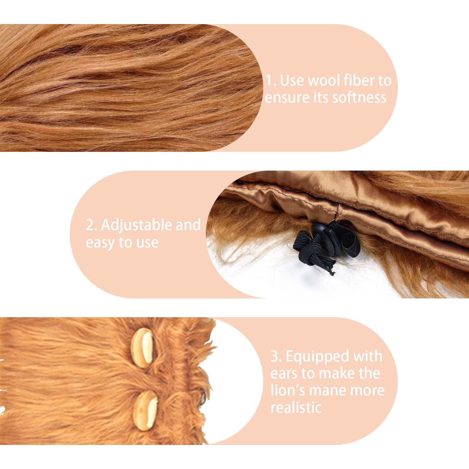 Criniera Di Leone Per Cane - Costume Halloween Con Orecchie Realistiche, Regolabile - Foto 7