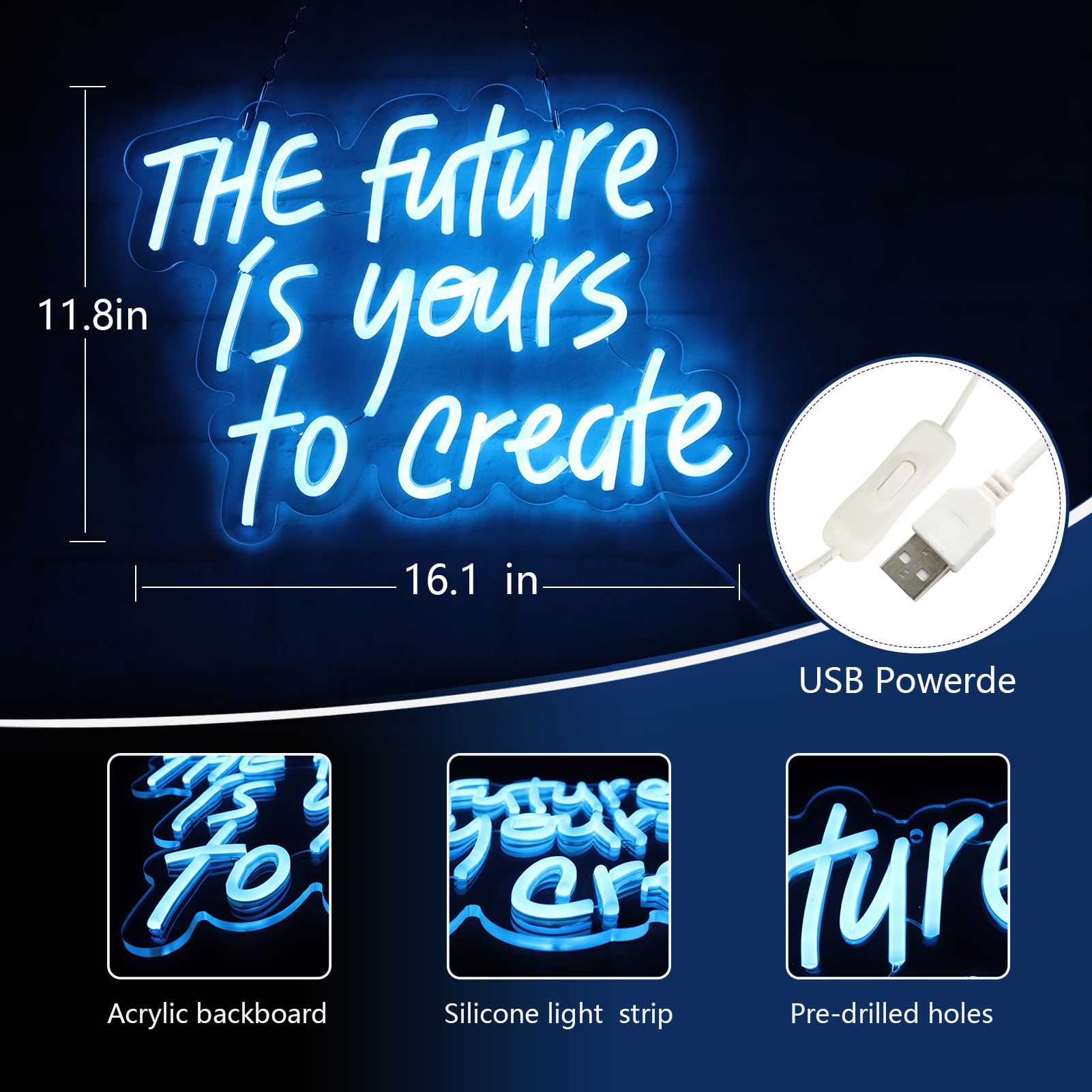 WonderfulLife The Future is Yours to Create Neon Sign for Wall