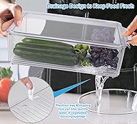 Vista 6 de Juego de 14 contenedores transparentes con tapas para organizar la nevera, contenedores apilables para refrigerador, sin BPA, con bandeja de drenaje