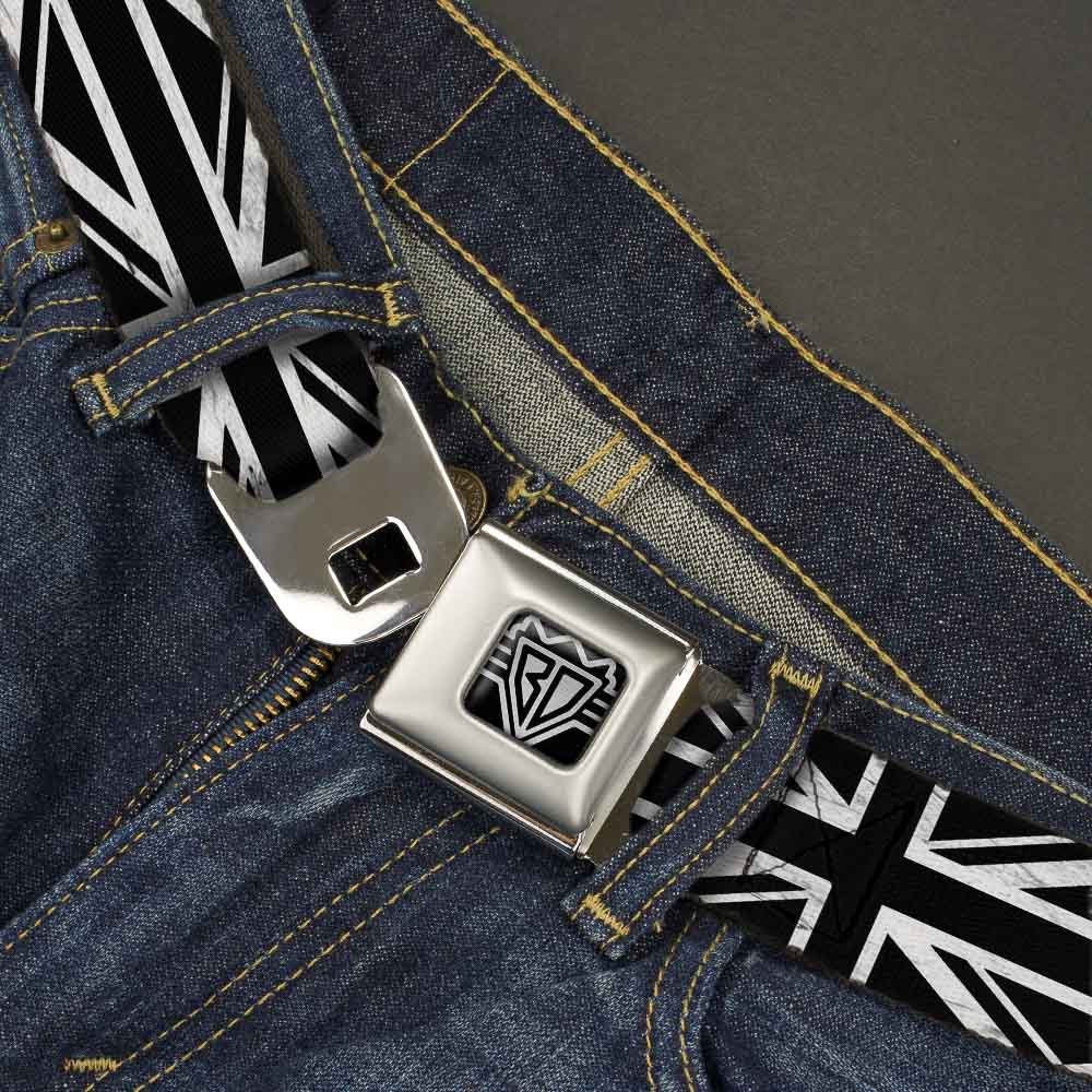 Buckle-Down Seatbelt Belt - Union Jack Distressed Black/White - 1.5