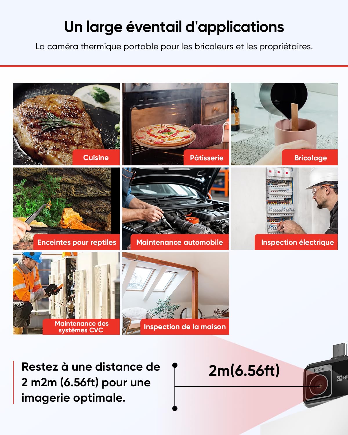 HIKMICRO Camera Thermique MiniE - iOS/Android, Amélioration de l'image SuperIR, 25Hz, pour Téléphone/Tablette, USB-C/Lightning (compatible avec iPhone 15/16)