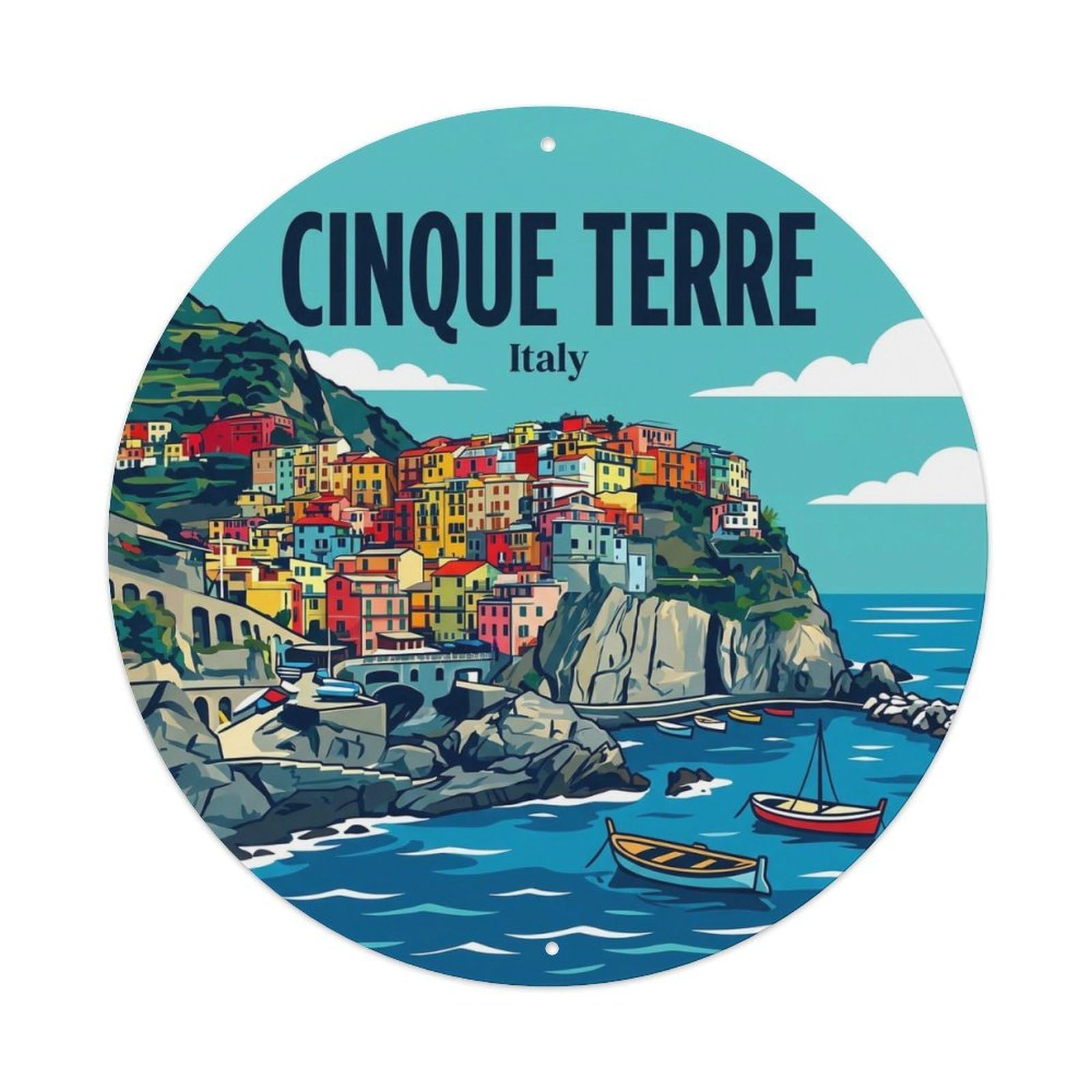 Vintage Travel Cinque Terre Italy Happiness Metal Tin Sign