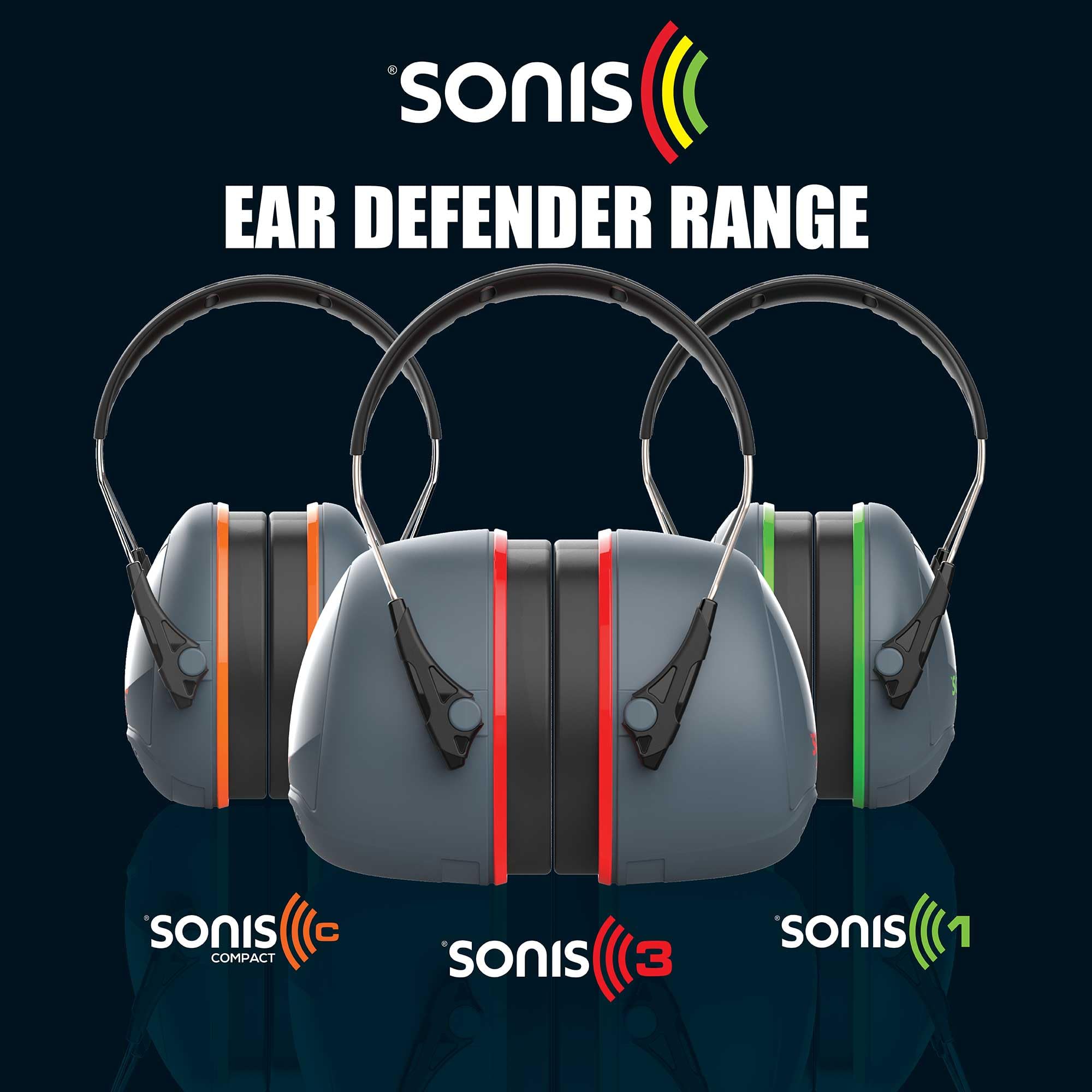 JSP SONIS 3 Protectores Auditivos Ajustables - 37 dB SNR - Gris/Rojo - Una Protección Auditiva para Adultos - Para Construcción, Jardinería, Industria y Mantenimiento - EN 352-1