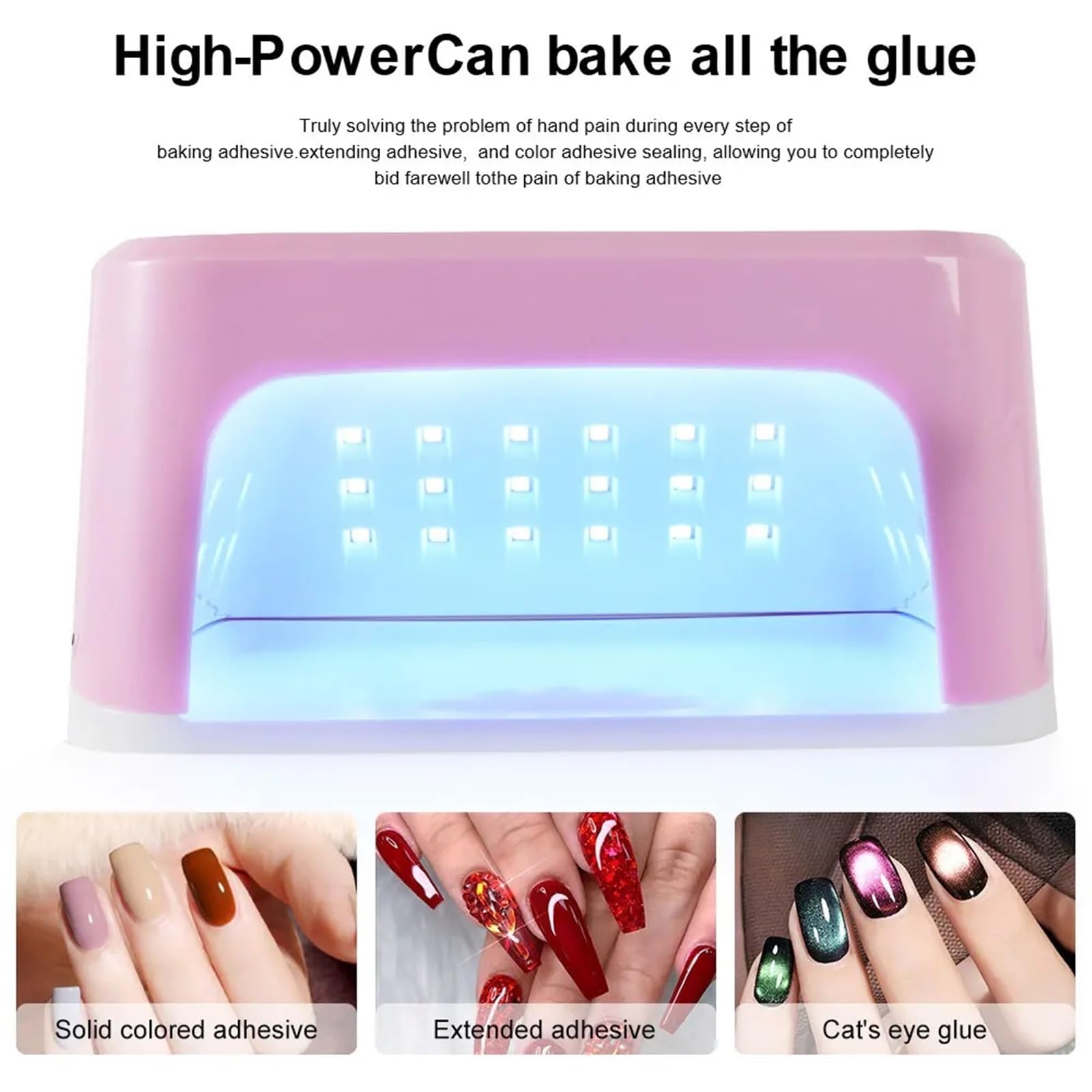 Lampa UV do paznokci, Profesjonalna lampa UV LED do suszenia paznokci, żelowych lakierów, z 45 diodami LED i diamentowym wzorem, do użytku domowego, do manicure, lampa UV(Pink)