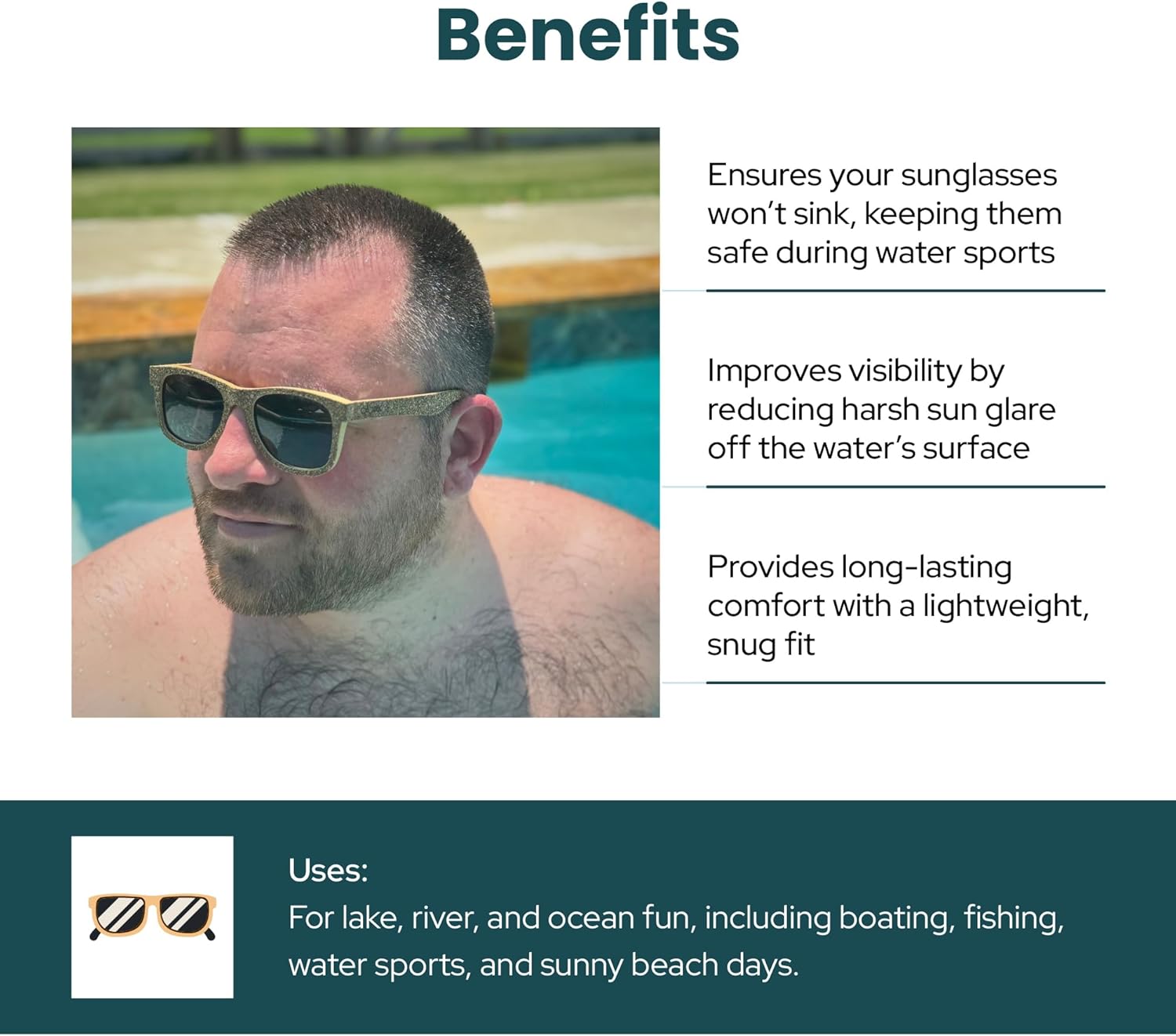 Floating Polarized Cork & Bamboo Sunglasses for Men & Women – UV400 Lightweight Wood Frame for Fishing, Boating & Beach