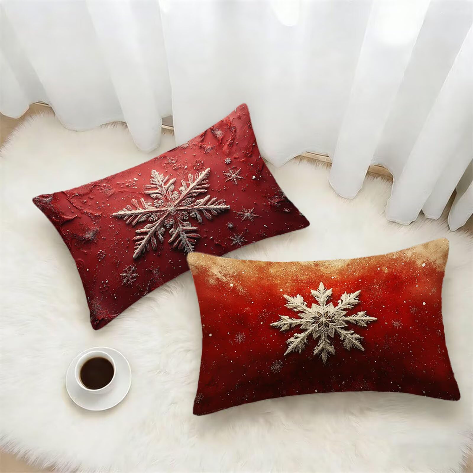 Federe Cuscino 60x80 Set di 2, Rosso Federe Cuscini Divano Lino, Rettangolari Copricuscini 60x80cm Con Cerniera Invisibile, Copricuscino per Camera Letto Casa Decorazioni Regalo, Semplice kj-9371