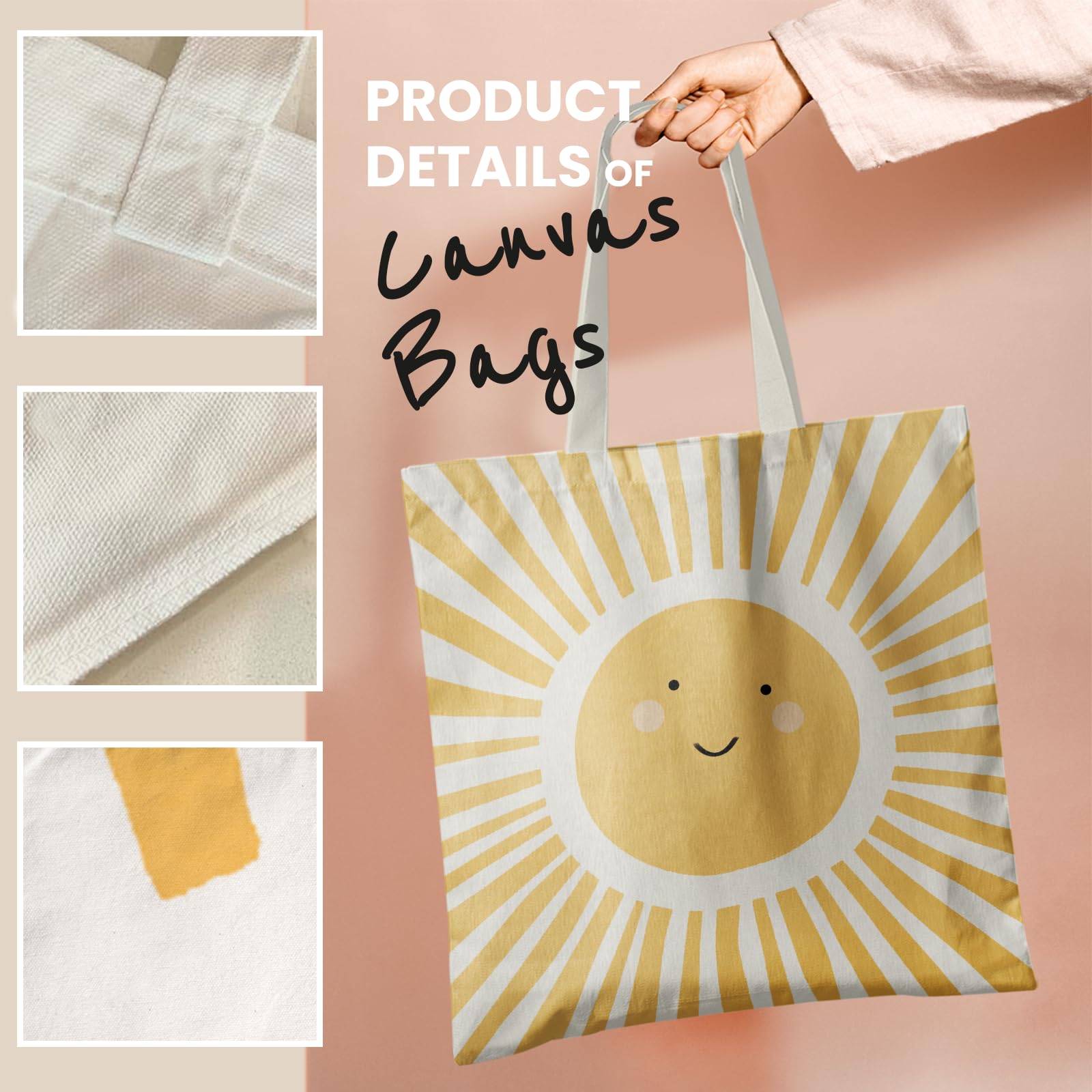 Cute Tote Bags, Sunshine Canvas Tote Bag for Women, Funny Sun Tote Bag, Sunshine Gifts for Women, Sunshine Reusable Grocery Bags Shopping Bags