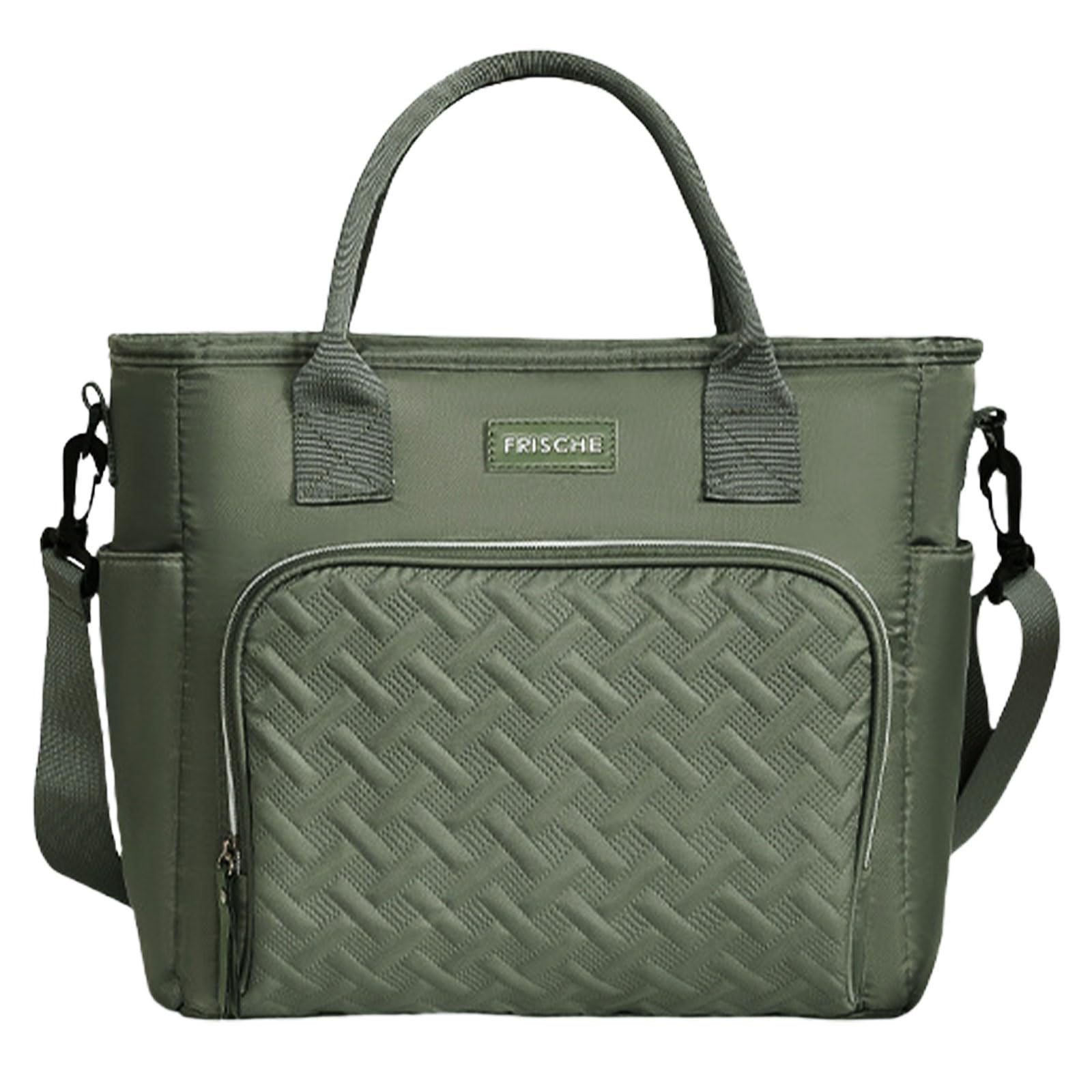 FAVORTALK Insulated Lunch Bag for Women Men Ladies Work Adult Cool Tote Box Container Medium for Work with Adjustable Strap for Adult for School Camping Outdoors B42209 Green