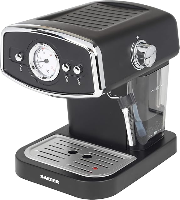 Salter® EK4620 3 in 1 Barista Deluxe Coffee Machine, Compatible with 30/54 mm Capsules and Ground Coffee, Espresso and Cappuccino Maker with Milk Frothing Wand, 19-Bar Italian Pressure Pump, 1050 W
