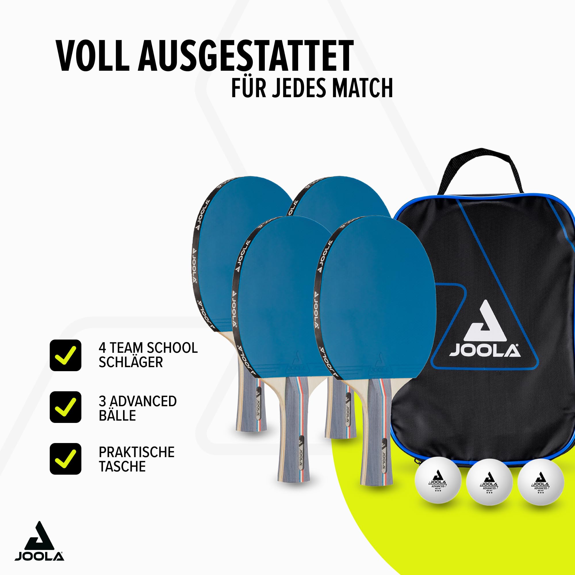JOOLA Team School FR Tischtennisset - 4 Schläger/3 Bälle