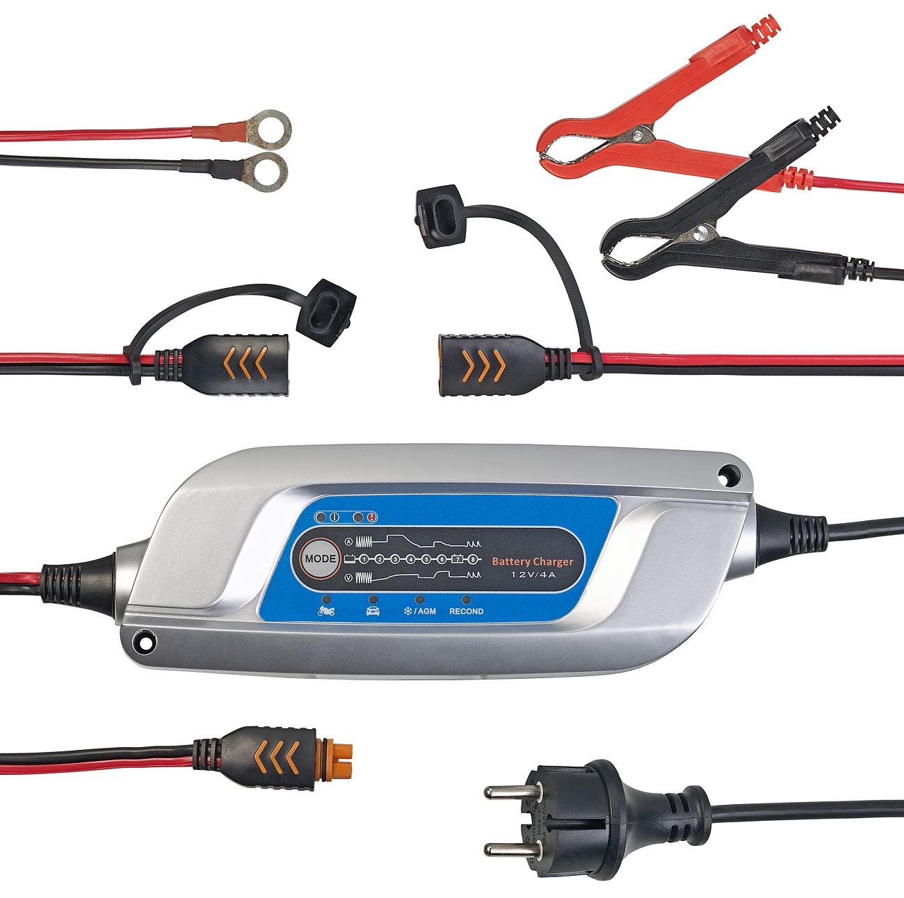Lescars Autobatterie Ladegeräte: Kfz-Batterieladegerät mit 8 Batterielade- & Pflegestufen, 5 A, 12 Volt (Ladegerät Kfz, 12V, Pkw)