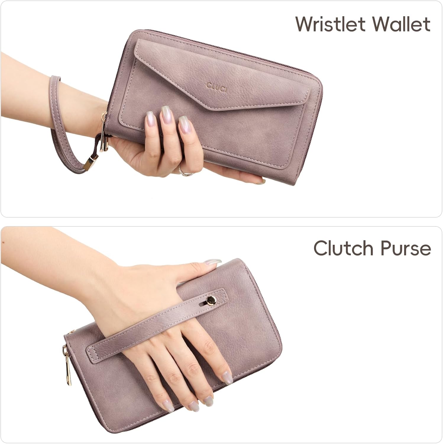 CLUCI Wallet Women Large Capacity Wristlet Purse for Women Long Ladies Wallet RFID Blocking Multi Credit Card Holder - Image 2