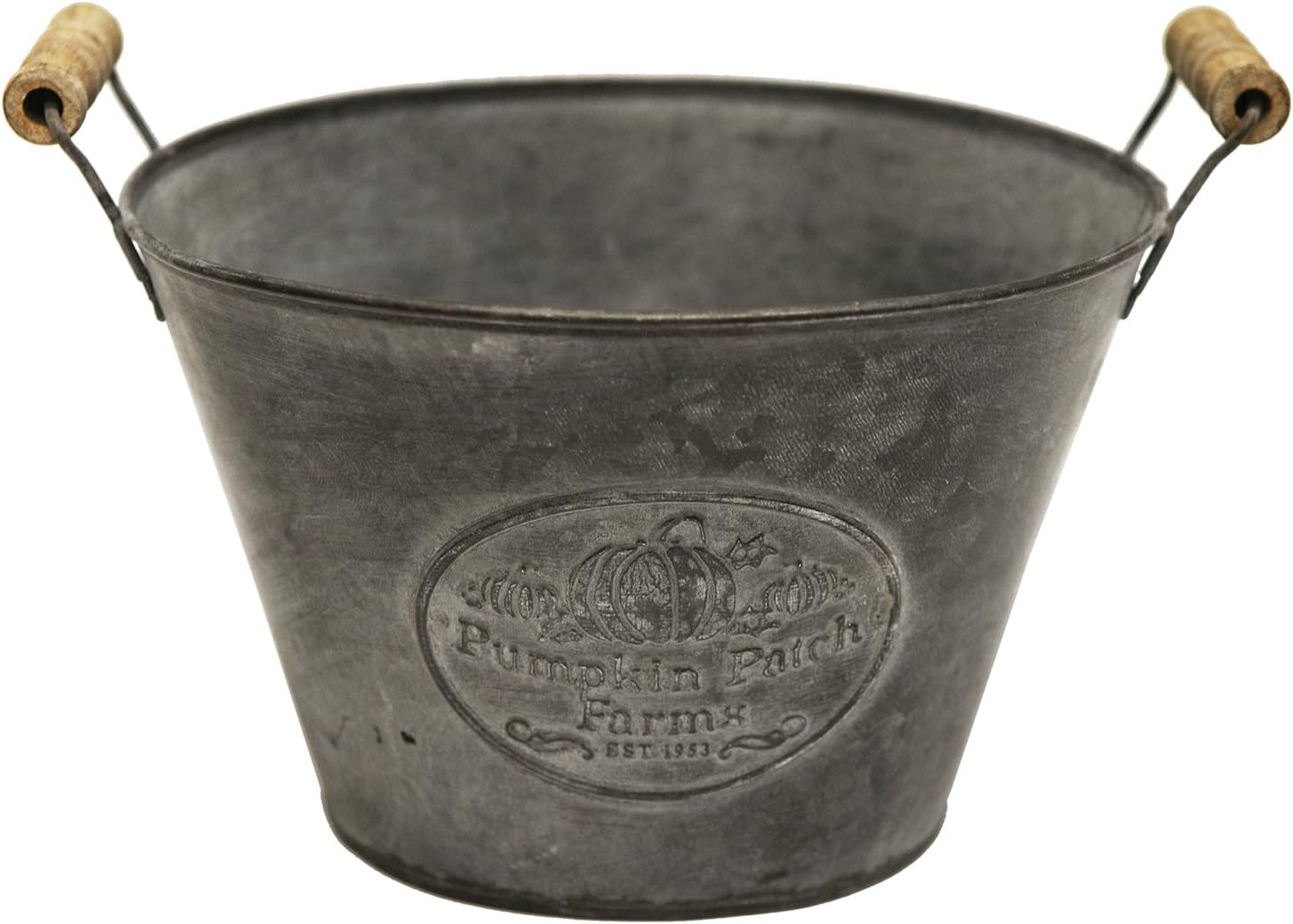 T406 Tin Pumpkin Patch Farms Bucket W/Handles, Large