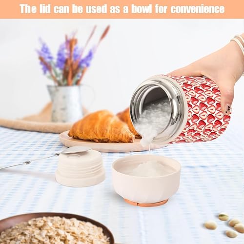 Miniatura 6 de Strawberries Food Jar with Spoon Stainless Steel Vacuum Insulated Food Container 17 oz Food Thermos for Lunch