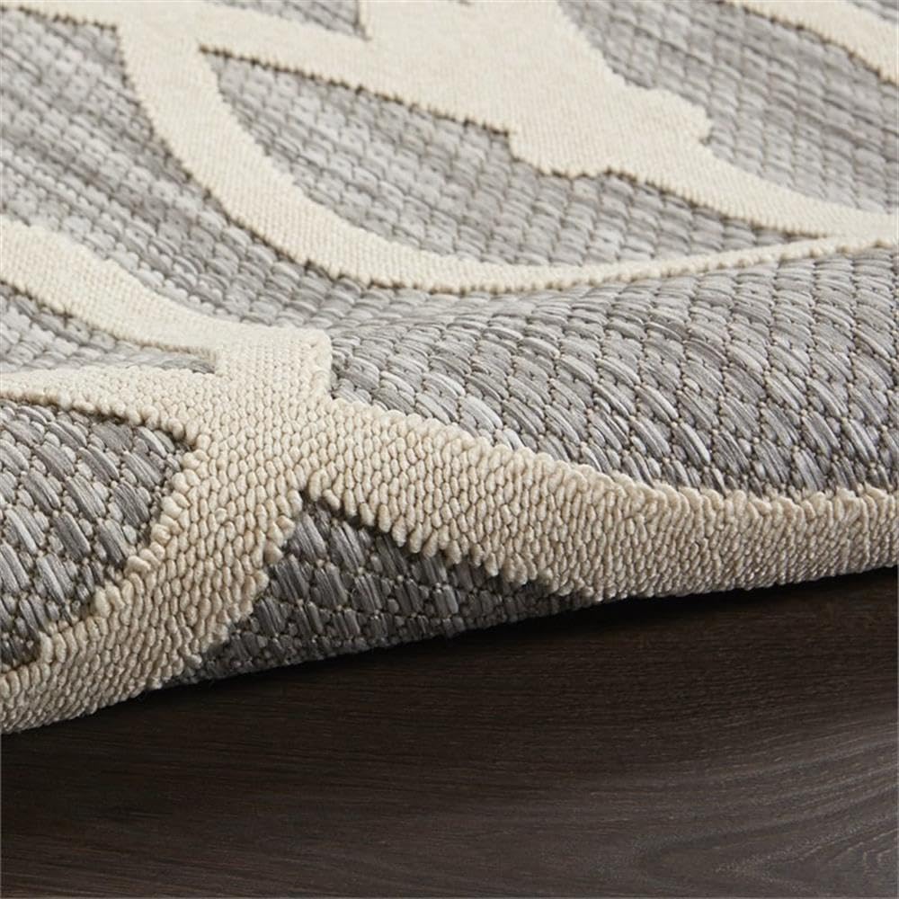Pemberly Row 72x108 Rectangle Contemporary Area Rug, Gray Finish, 100% Polypropylene, Machine Made, Low Shedding, Indoor/Outdoor Rug for Living Room, Patio, or High Traffic Areas