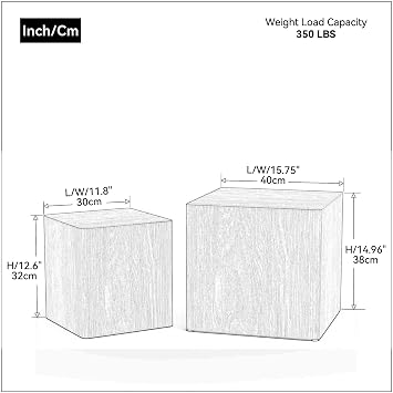 Nesting Table Set of 2, Modern MDF Coffee Table Side Table End Table for Living Room Office/Leisure Area Bedroom Apartment (Black, 15.75 D x 14.96 H)