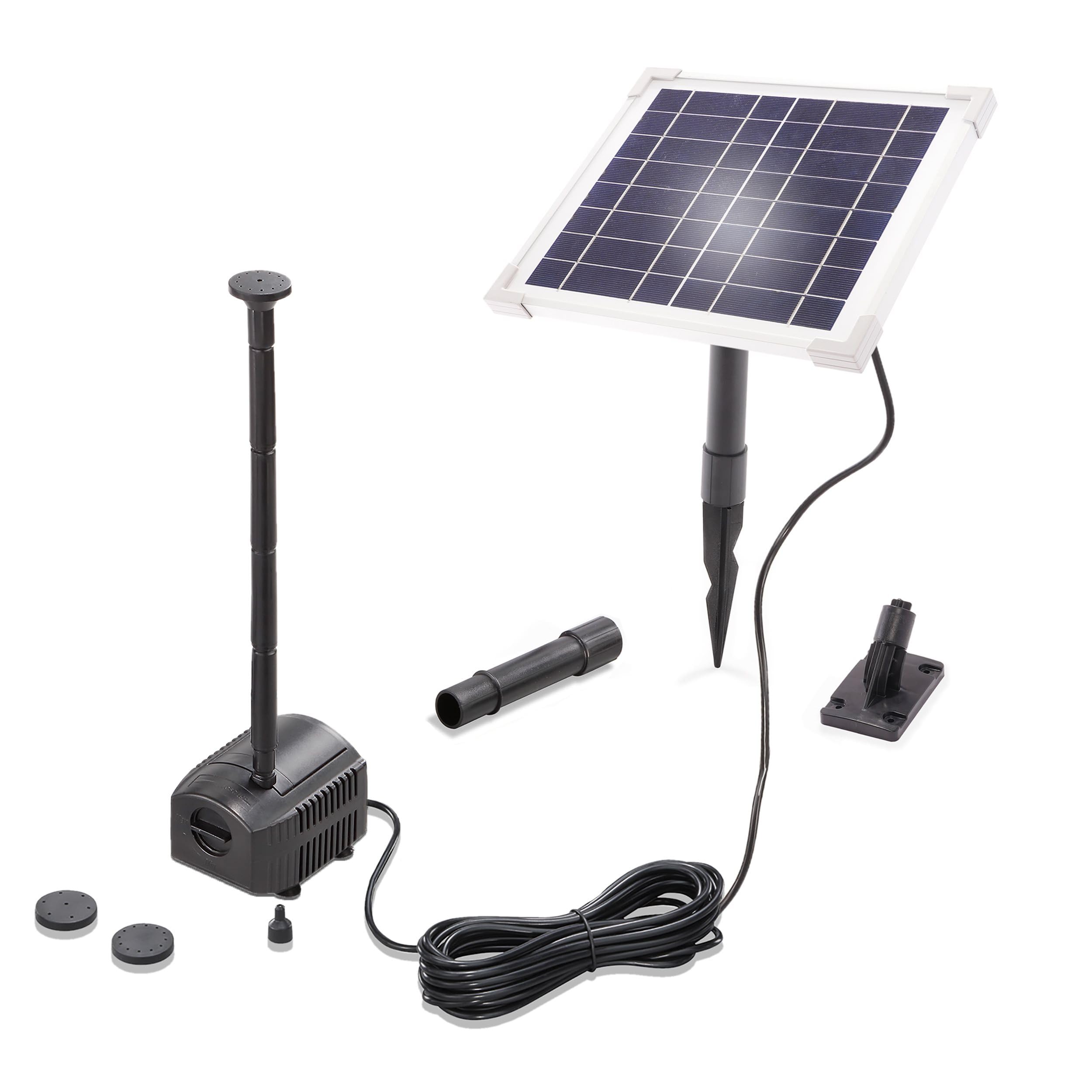 esotec Solar Teichpumpenset mit Akku 6/230 LiFePO4, Solar Teichpumpe 230 l/h 6,4 VDC, Wasserspiel Springbrunnen IP68 außen 101933