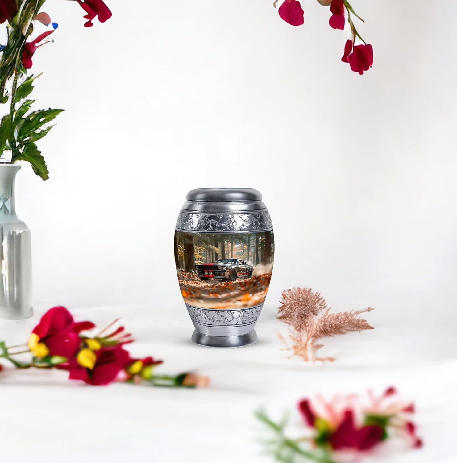 Car Urns for Human Ashes Adult Man - Muscle Car Urn - Forest Burial Urns for Ashes for Women - Small Adult Memorial Urn for Rider 3 Inch