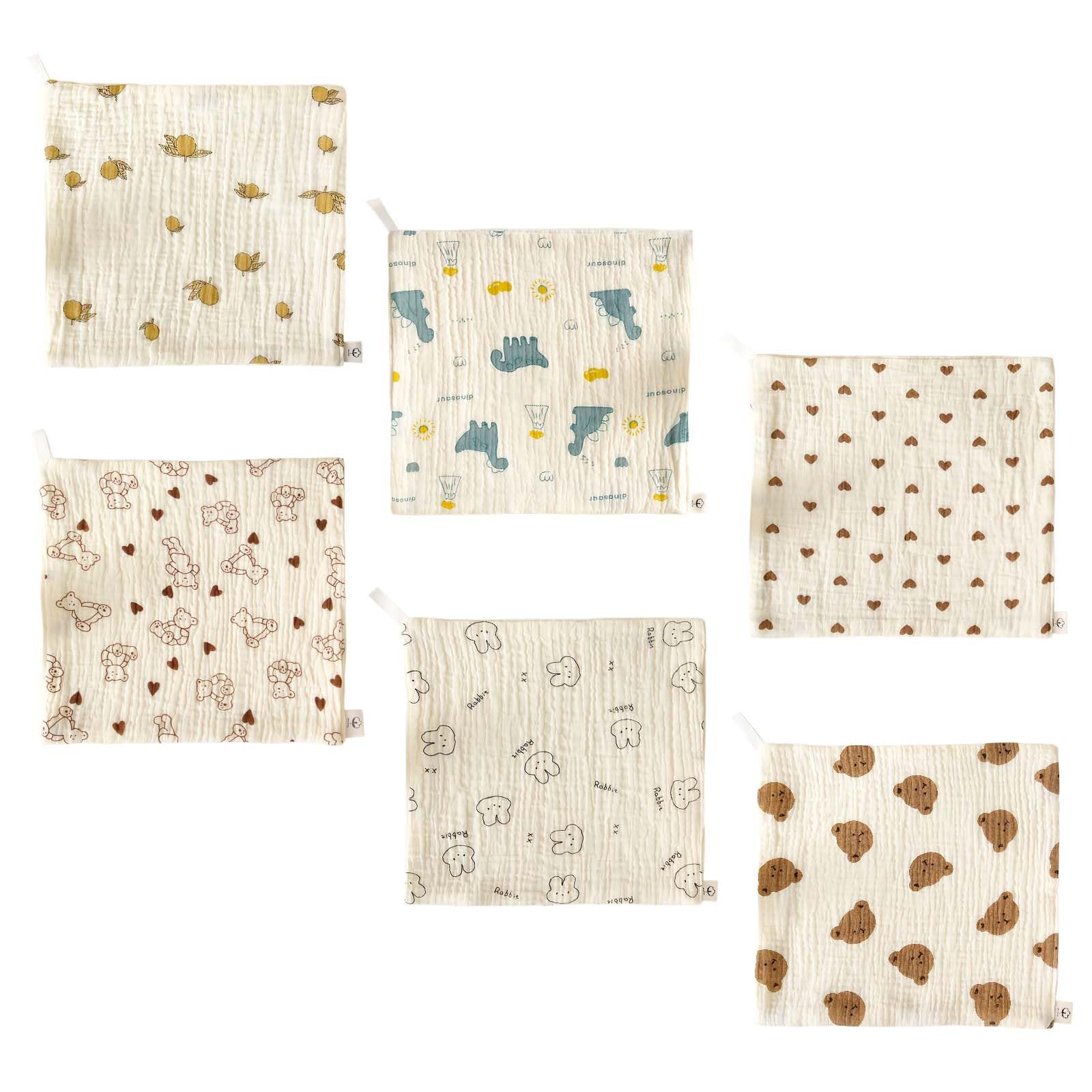 Lot 6 Lange Bebe Coton 25x25cm, Langes Coton bébé Doux et absorbants, Carre Coton Bebe Multi Usage, Lange Bebe lingettes Visage Bain Repas, Langes Bebe Motifs Mixte garçon Fille