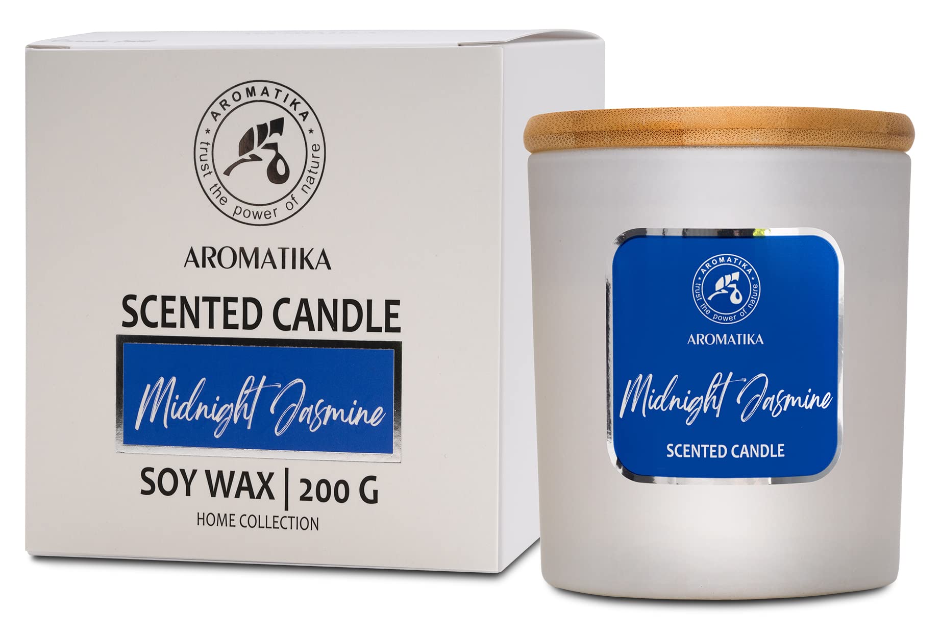 Candela Profumata Gelsomino di Mezzanotte 200 g - Cera di Soia con Oli Essenziali - Fino a 45 Ore di Durata - Candela Aromaterapia per Casa - Idea Regalo - Midnight Jasmine