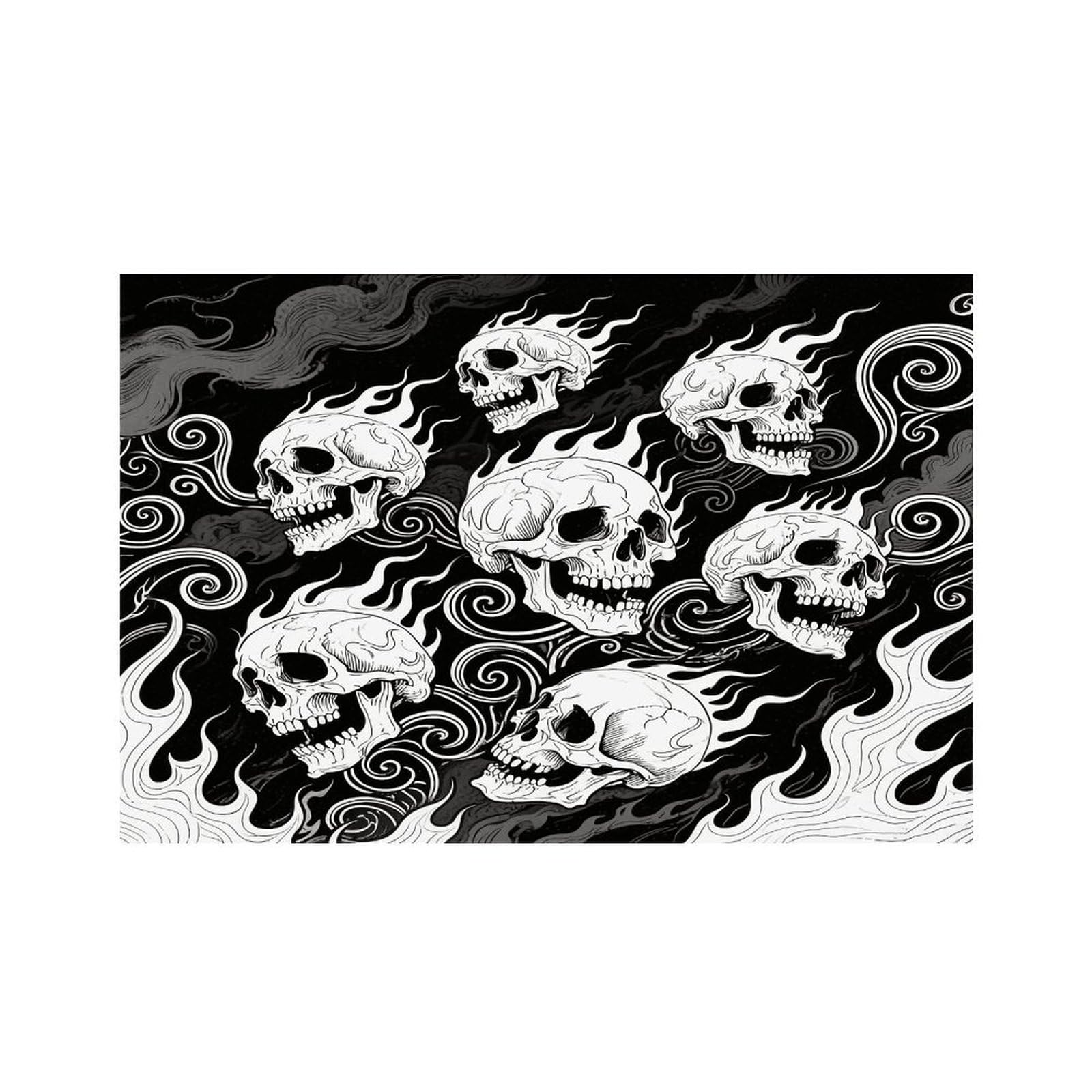 Skull Placemats Non-Slip Heat Resistant Table Mats Flax Washable Cloth Place Mats Easy to Clean Premium Placemat for Kitchen Dining Table Decor Party Outdoor
