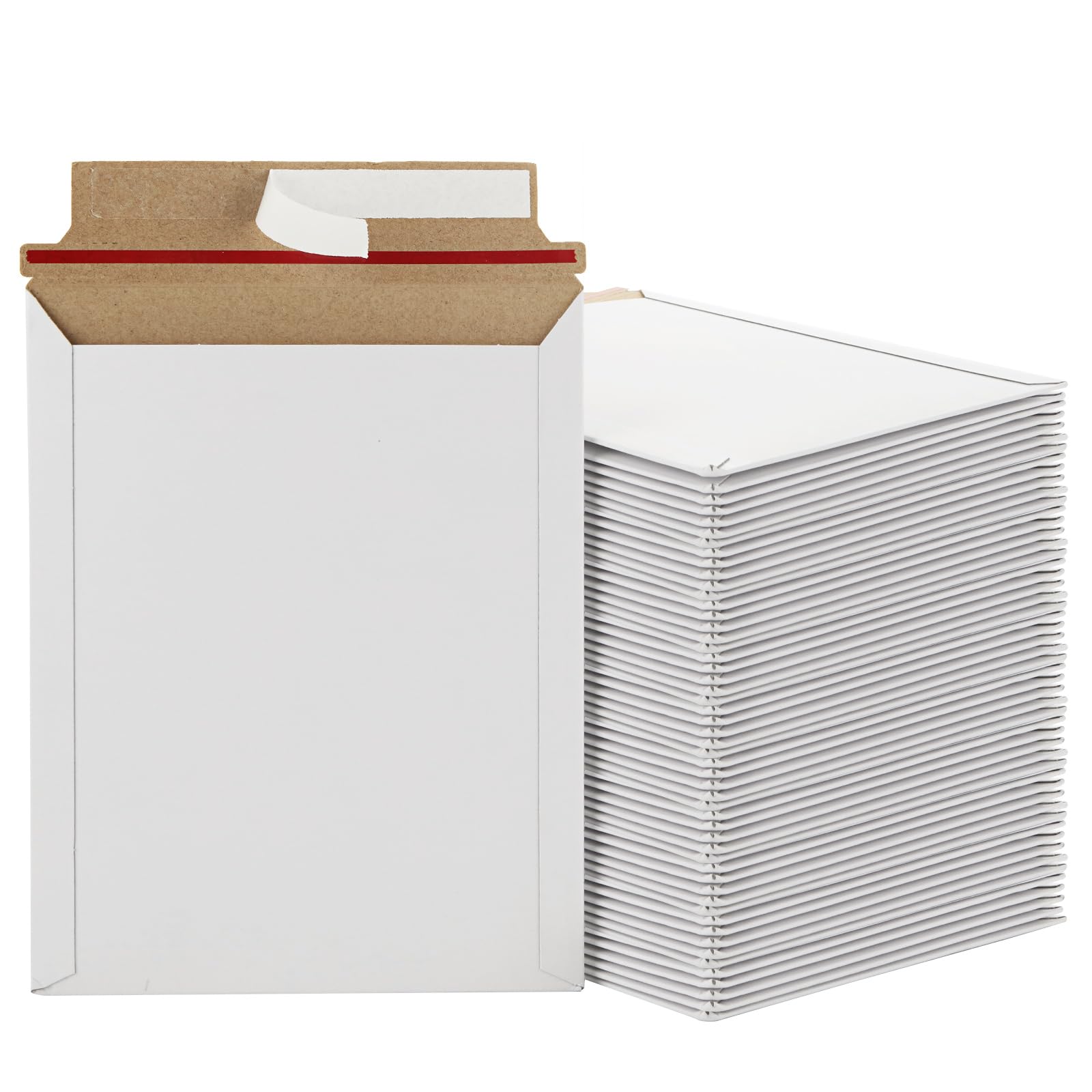 FVIEXE 100 Pack 7x9 Inch Rigid Mailers, Self Seal Photo Document Mailer Cardboard Mailing Envelopes Stay Flat Mailers for CD, Photos, Document,