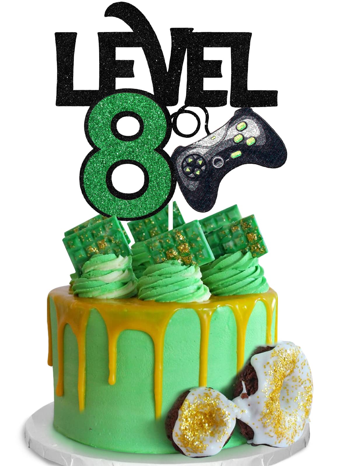 Level 8 Unlocked Game Birthday Cake Topper – Video Game Theme For 8th Birthday, Gaming Party Decor - View #5