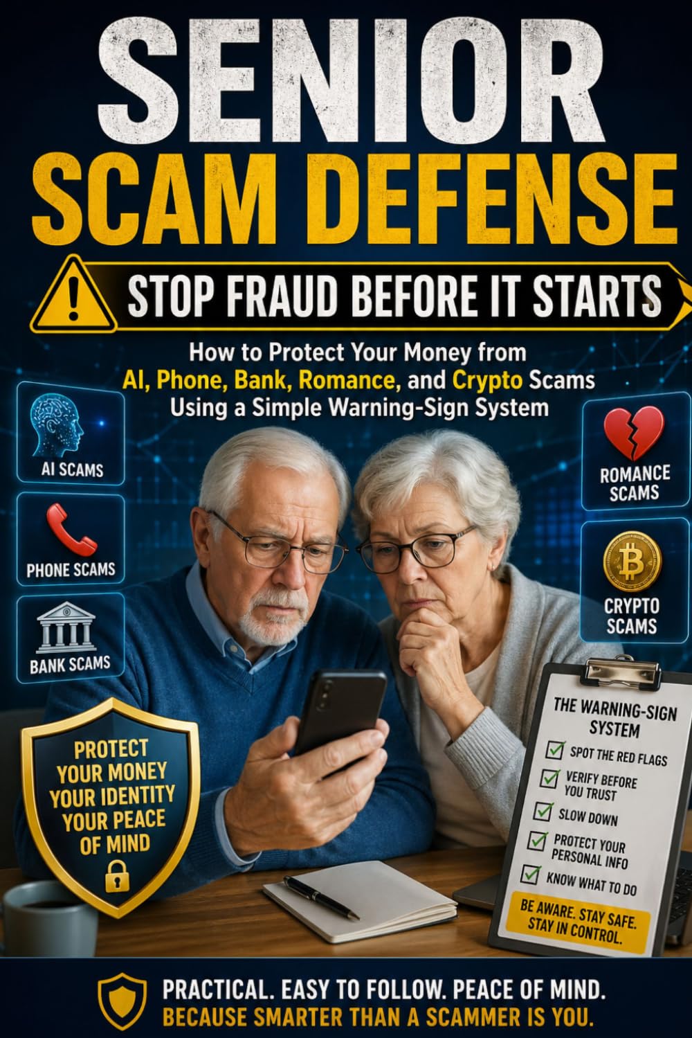 Senior Scam Defense: Stop Fraud Before It Starts: How to Protect Your Money from AI, Phone, Bank, Romance, and Crypto Scams Using a Simple Warning-Sign System