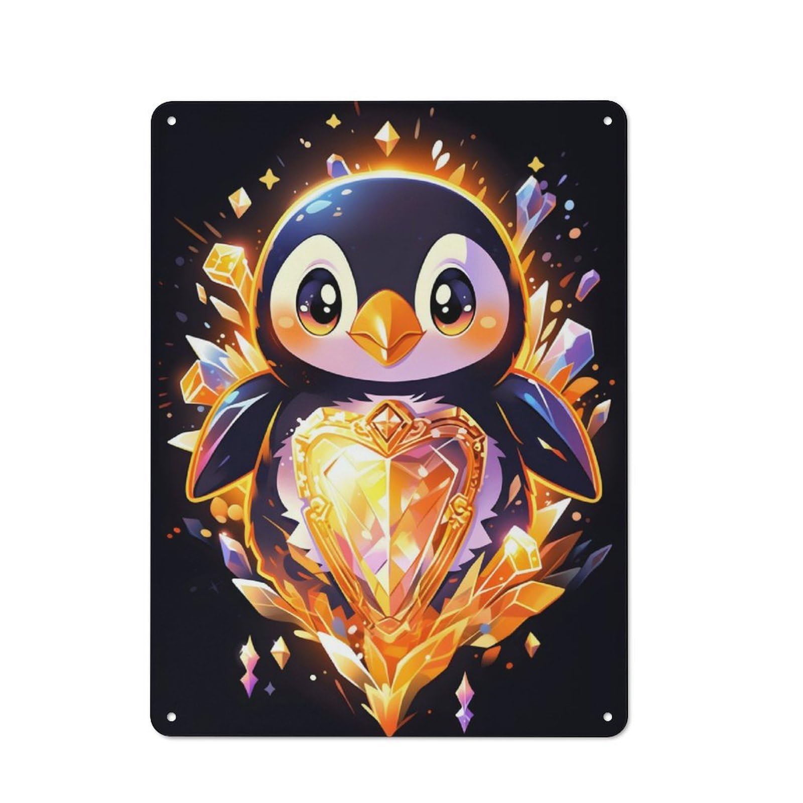 Junmoney Golden Penguin Royalty Retro Printed Metal Sign 40X30cm For Kitchen Or Home Bar, For Garage, Workshop And Man Cave Decoration