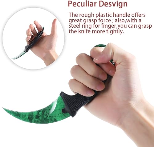 Miniatura 8 de TOPOINT Cuchillo Karambit, cuchillo de hoja fija de acero inoxidable con funda y cuchillo de cordón CS-GO para caza, campamento y supervivencia en