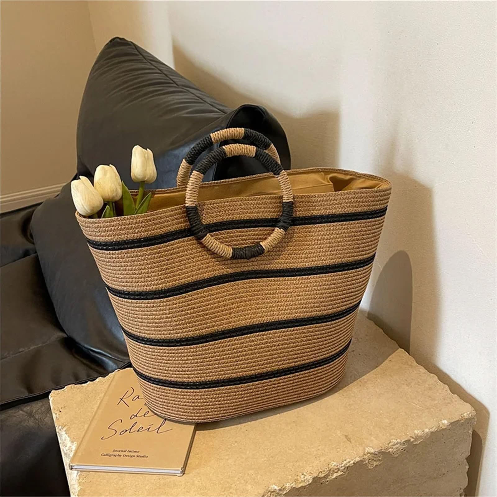 Borsa da spiaggia intrecciata in paglia