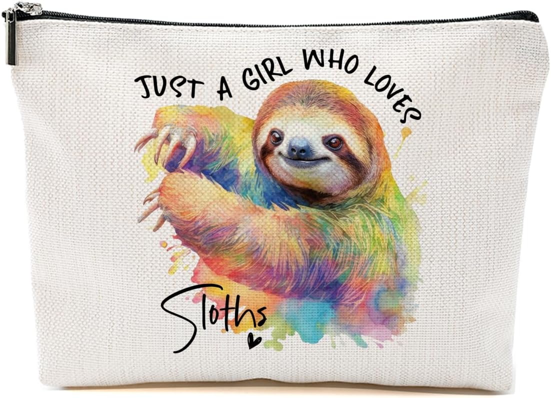 Sloth Gifts Makeup Bag Sloth Stuff Sloths Lovers Cosmetic Bag Travel Organizer Bags Makeup Pouch, Christmas Birthday Animal Lovers Gifts for Women Girls Friends