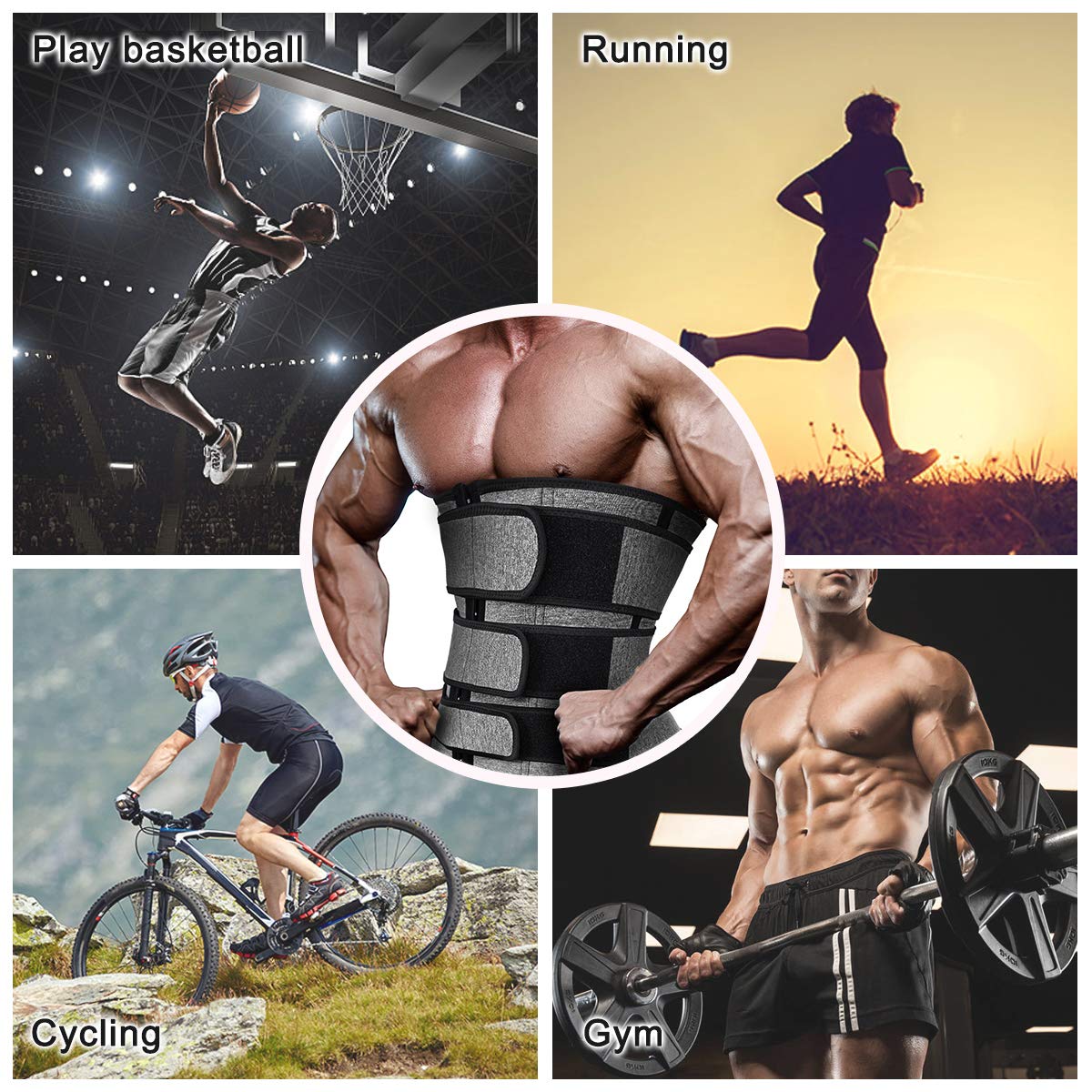 Hidyliu Corset d'entraînement pour homme en néoprène avec ceinture