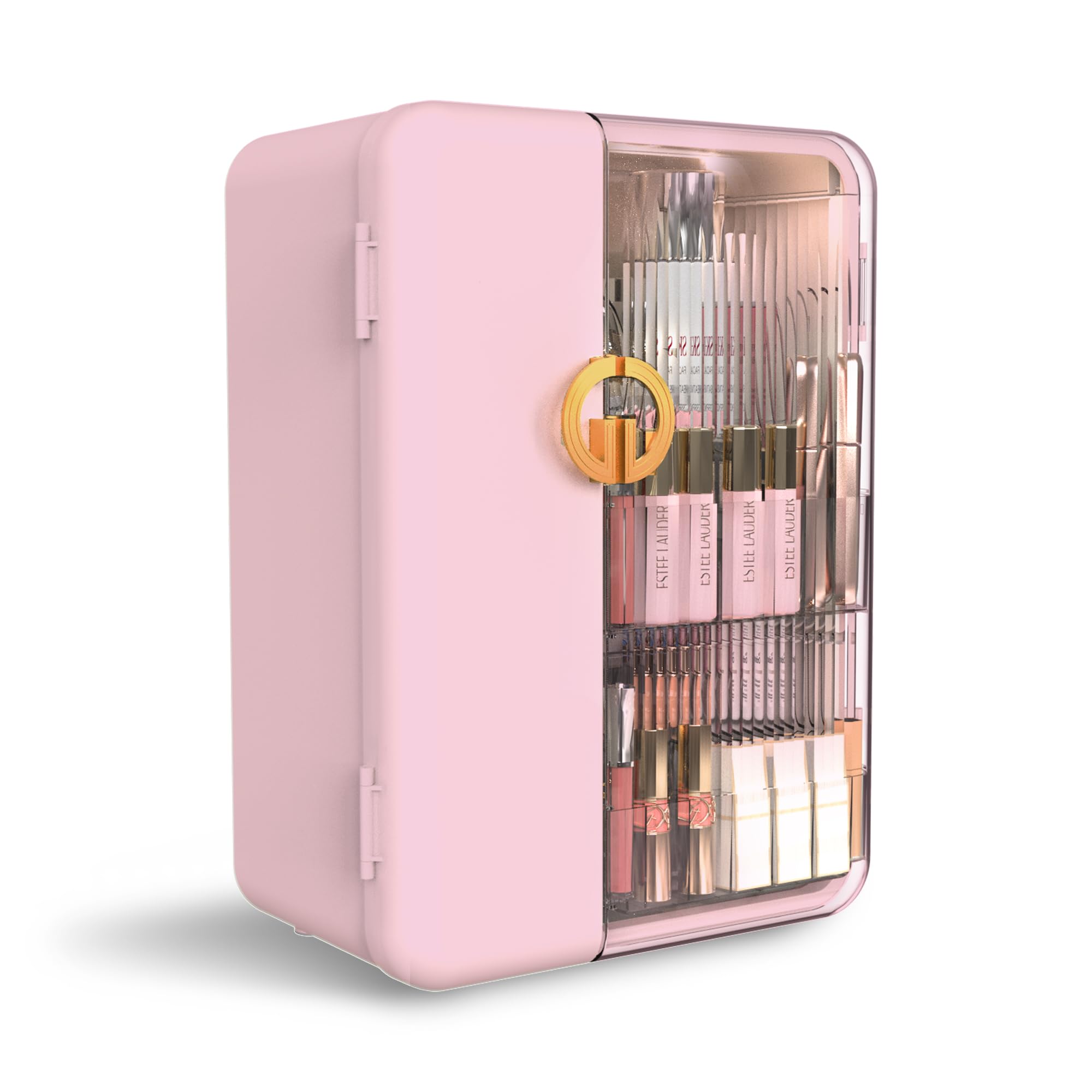 UAK Make-up-Organizer mit Schubladen für Schminktisch, Kosmetikvitrine mit Pinselhaltern, Aufbewahrung für Hautpflege, Arbeitsplatte, Badezimmer, Rose