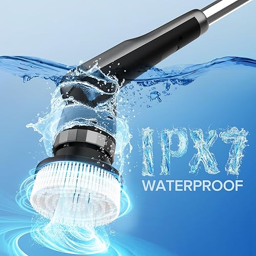 Miniatura 7 de G2-Pro - Cepillo limpiador eléctrico giratorio IPX7 impermeable 12 en 1, mango retráctil y 2 velocidades para baño, bañera, cocina, suelos de