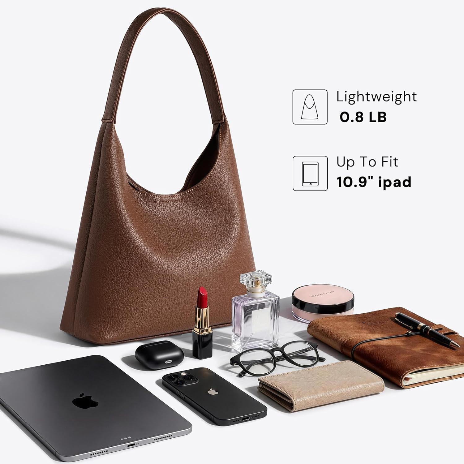 Shoulder Bag for Women, Slouchy Hobo Purse, Soft Vegan Leather Hobo Bag Handbag, Trendy Everyday Tote Style, 11'' (28cm) - Image 5